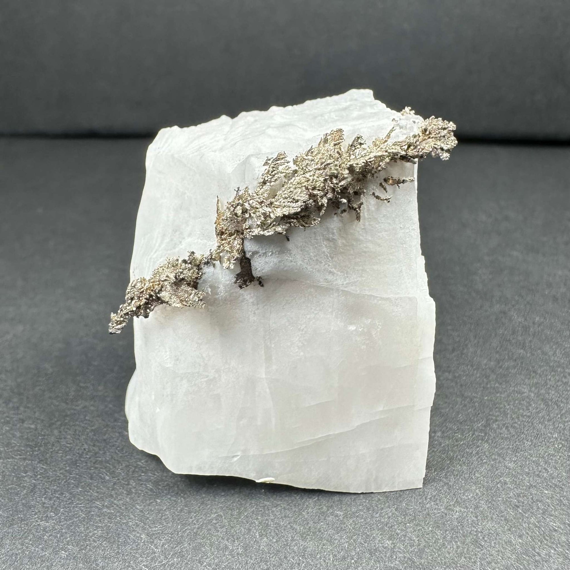 Native Dendritic Silver on Calcite from Morocco