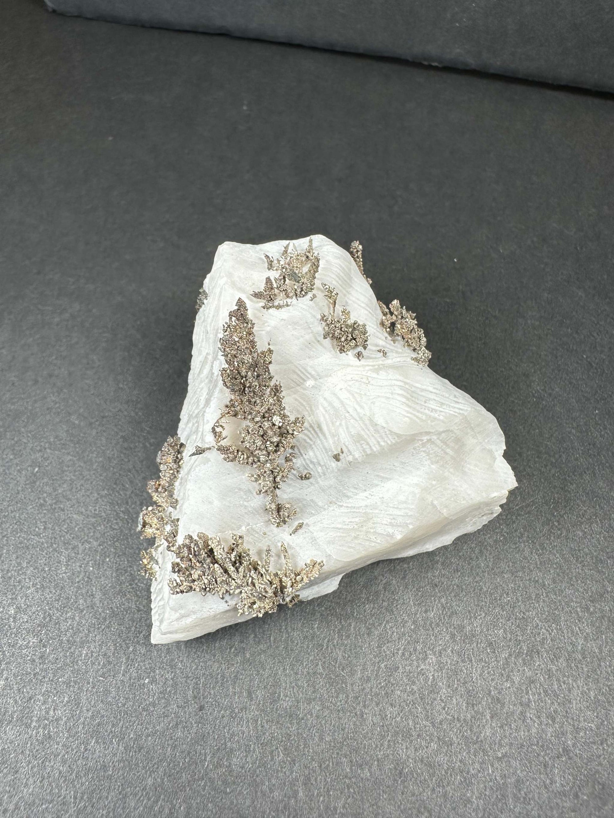 Native Dendritic Silver on Calcite from Morocco