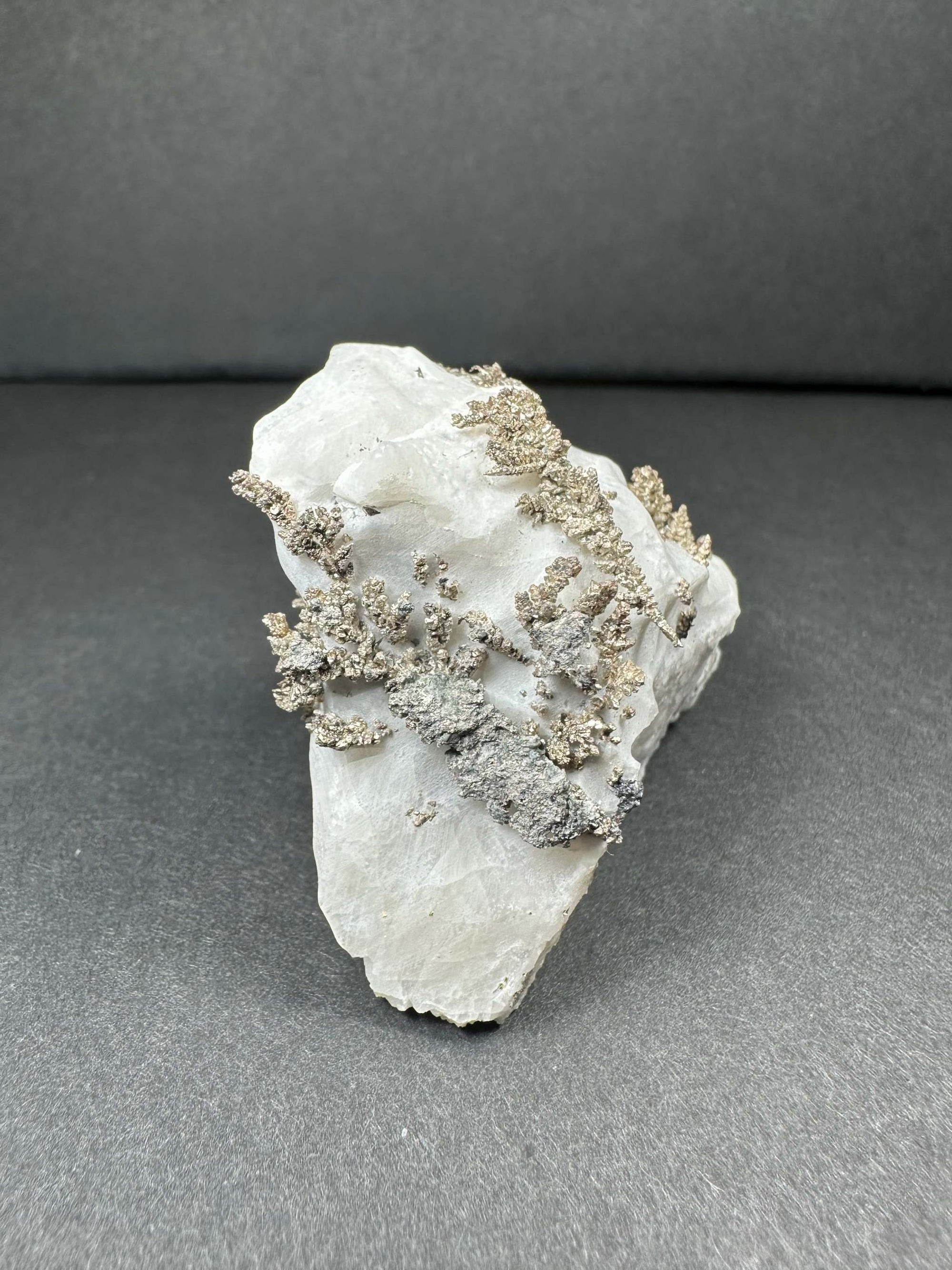 Native Dendritic Silver on Calcite from Morocco