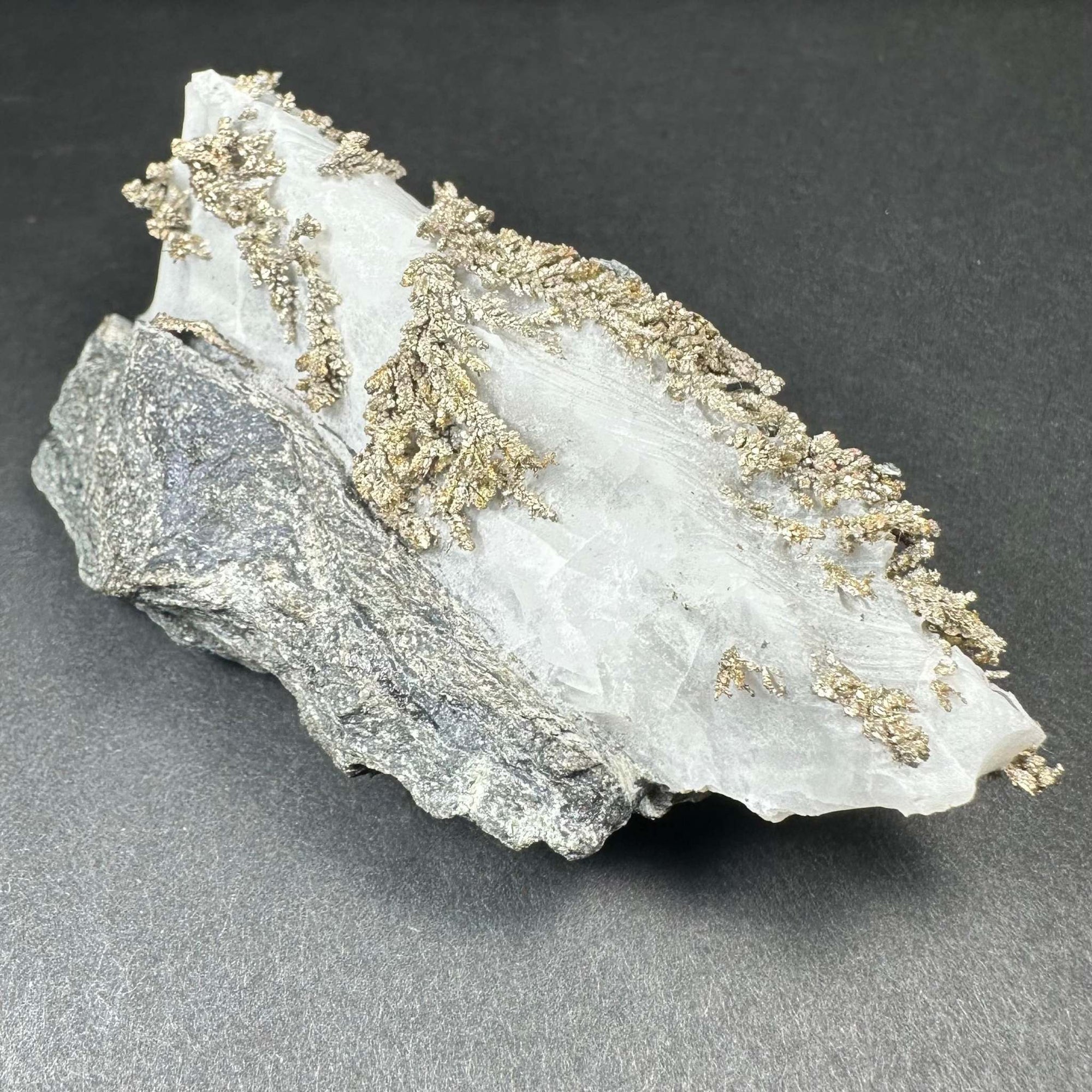 Native Dendritic Silver on Calcite from Morocco