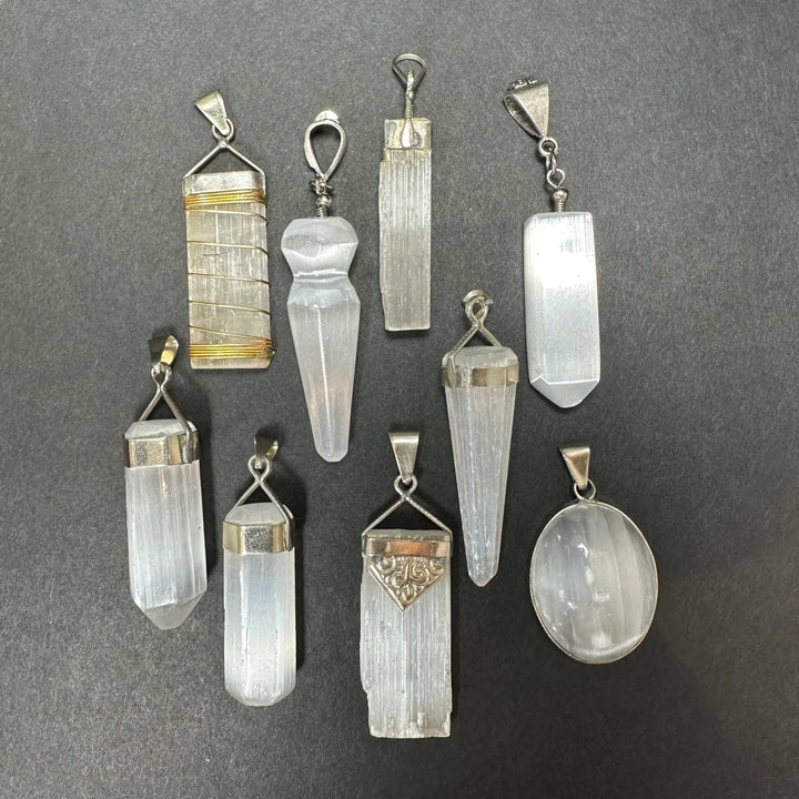 Selenite Pendant in Sterling Silver Clasp