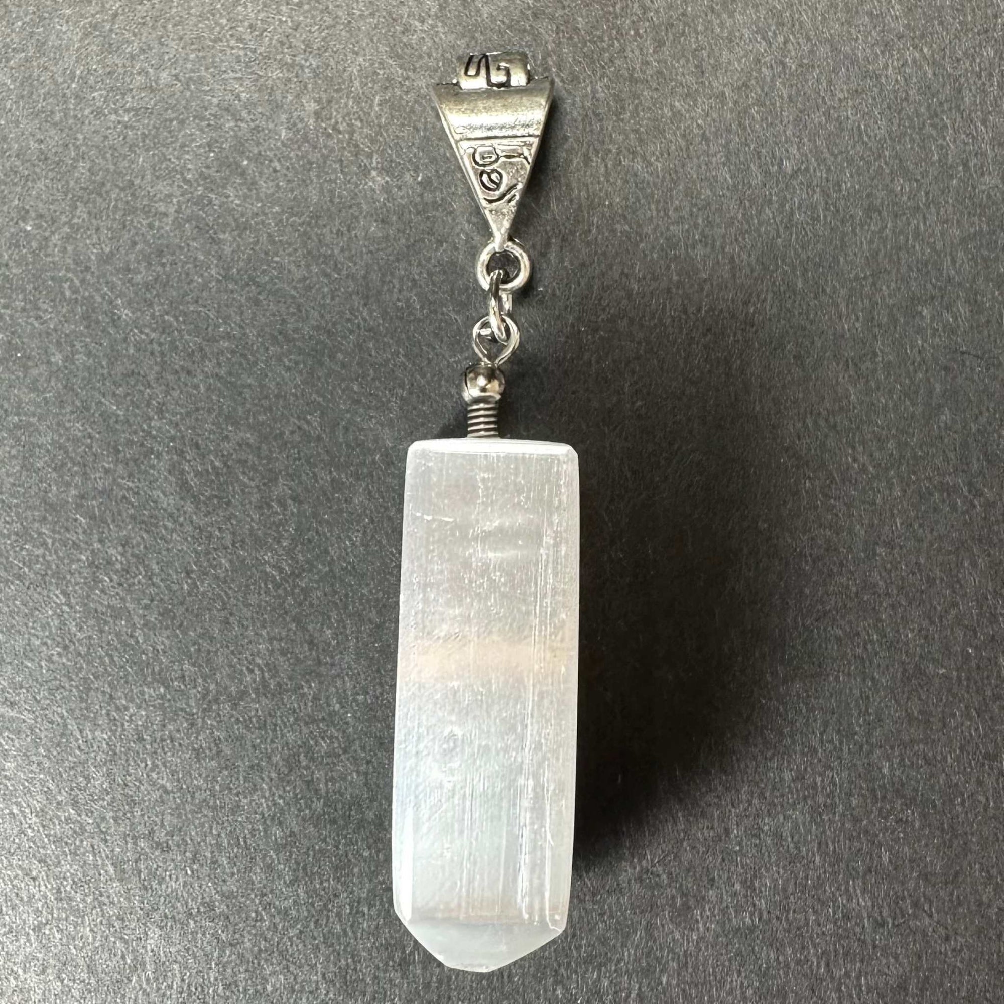 Selenite Pendant in Sterling Silver Clasp