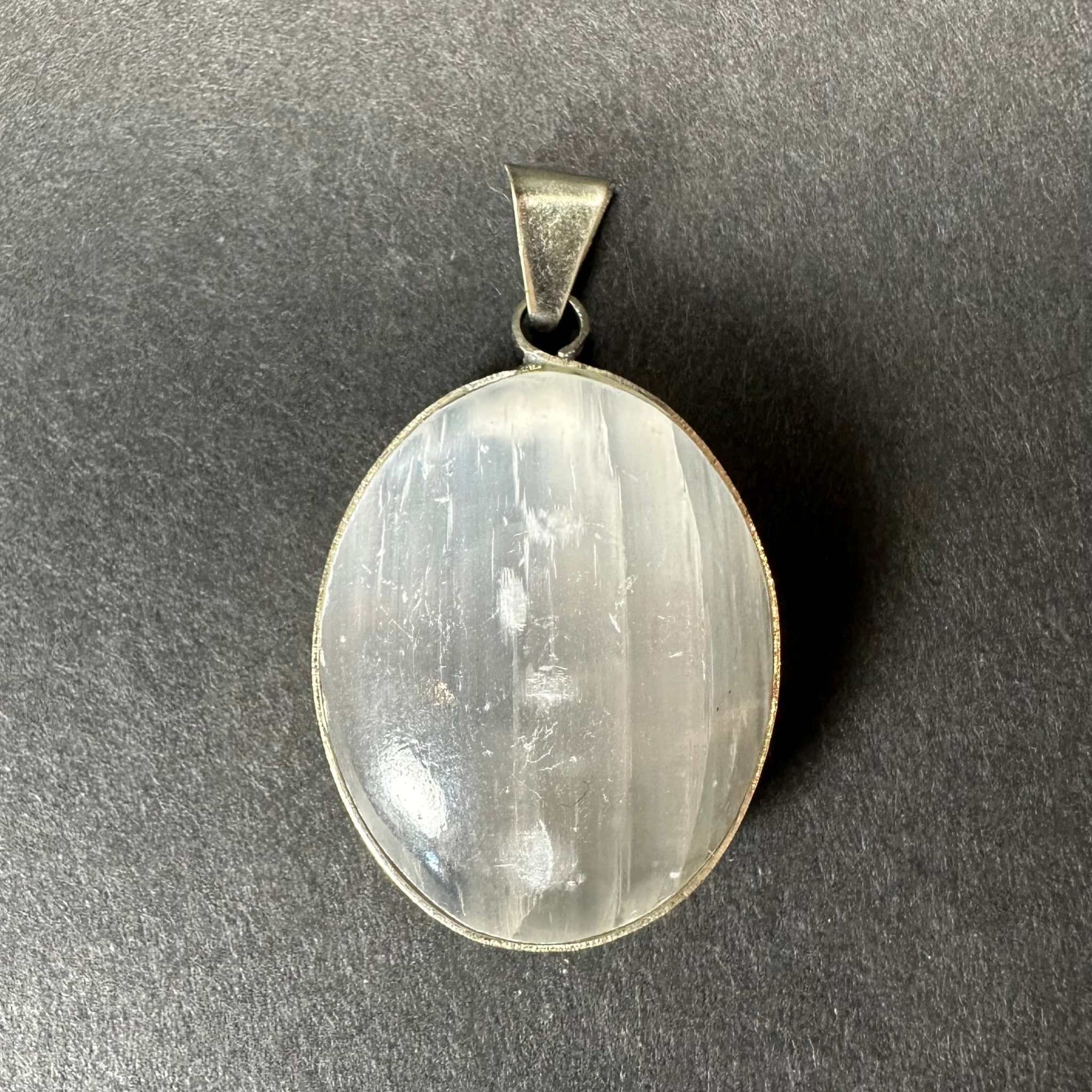 Selenite Pendant in Sterling Silver Clasp