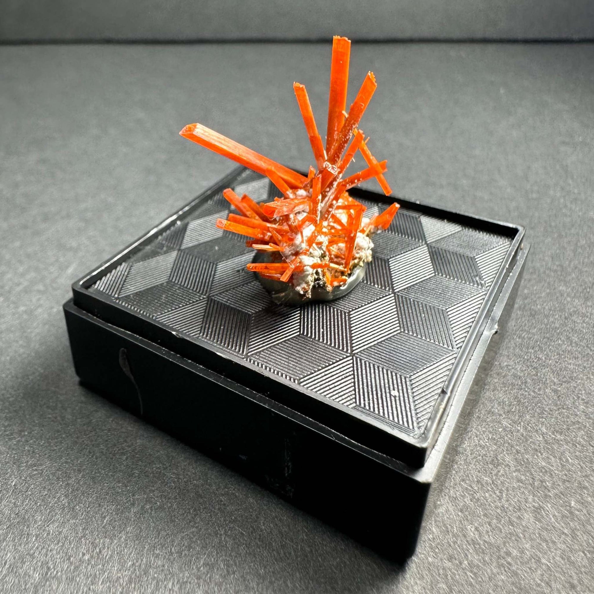 Crocoite on Matrix Adelaide Mine, Dundas, Tasmania, Australia