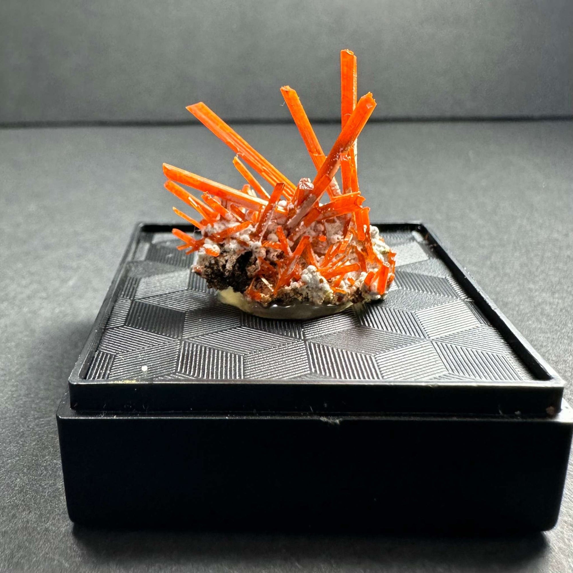 Crocoite on Matrix Adelaide Mine, Dundas, Tasmania, Australia