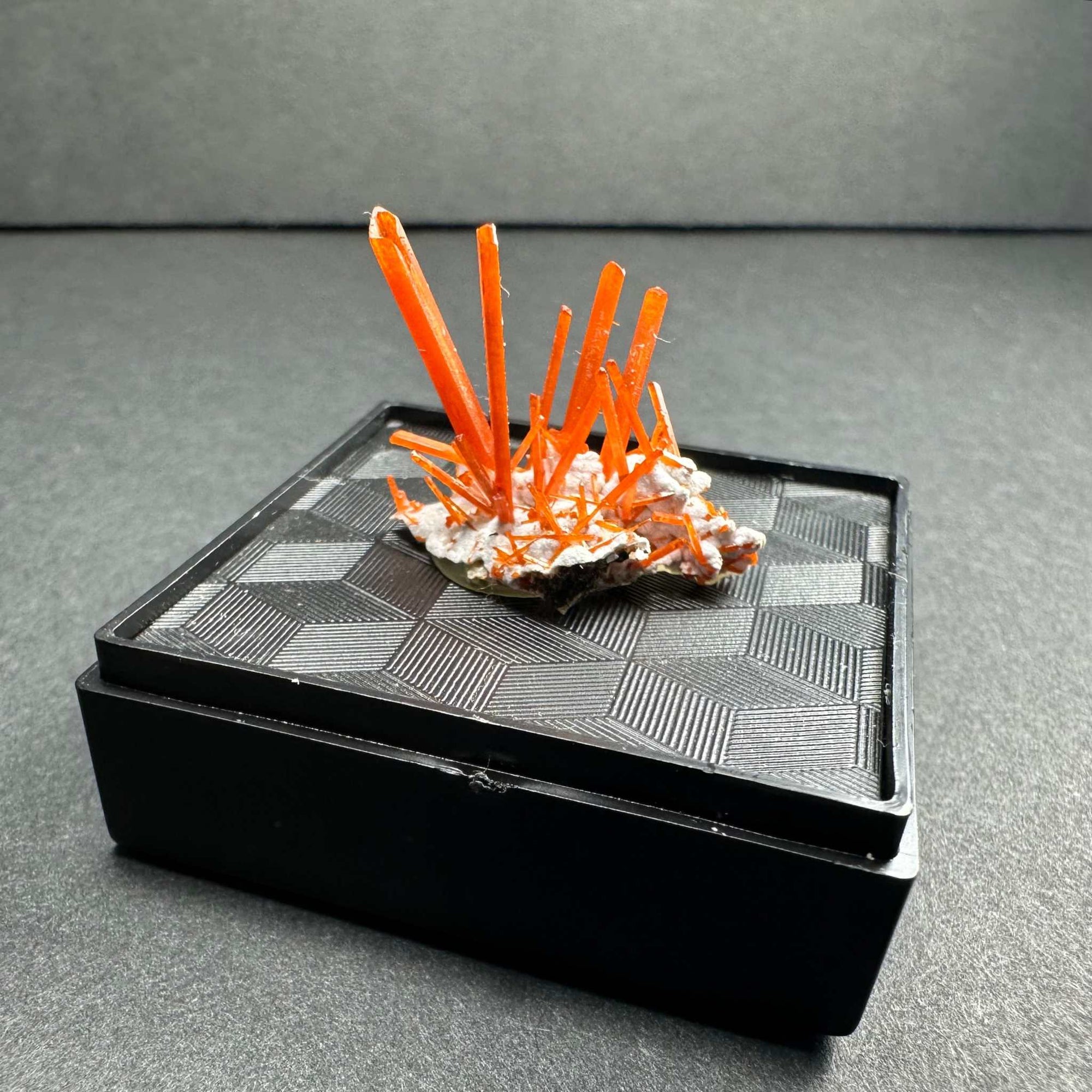 Crocoite on Matrix Adelaide Mine, Dundas, Tasmania, Australia