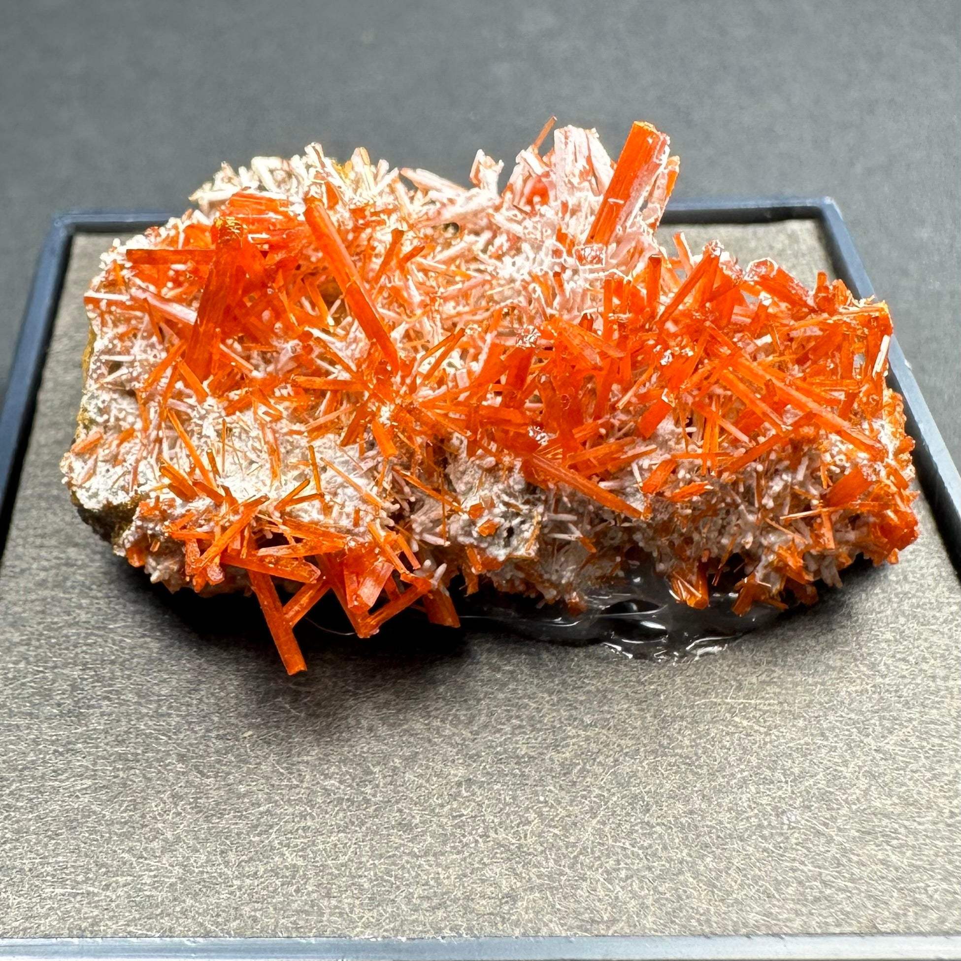 Crocoite on Matrix Adelaide Mine, Dundas, Tasmania, Australia