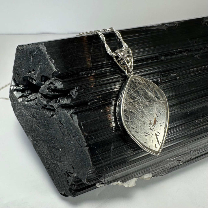 Rutilated Quartz Flame Pendant