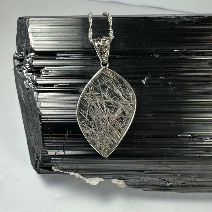 Rutilated Quartz Flame Pendant