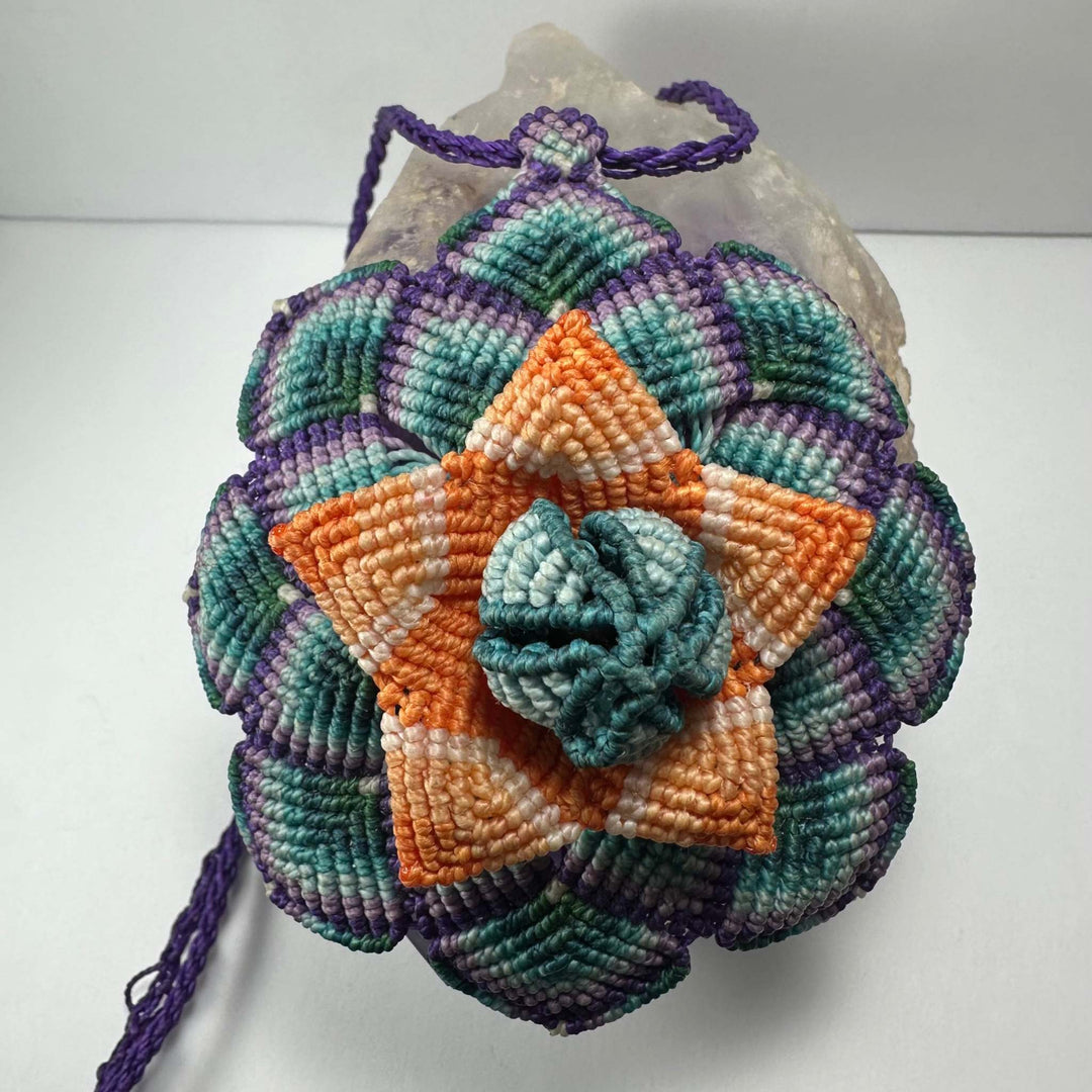 Hand-woven Flower Necklace with Hematite end