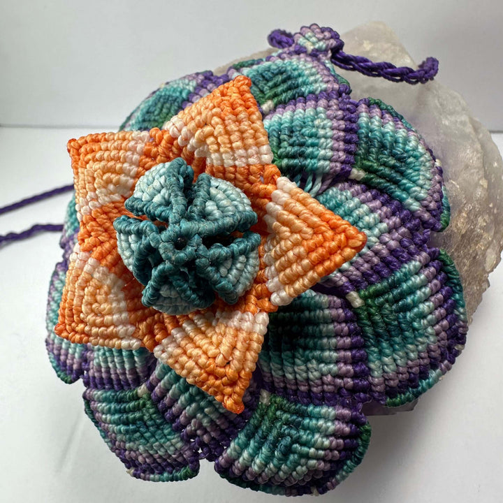 Hand-woven Flower Necklace with Hematite end