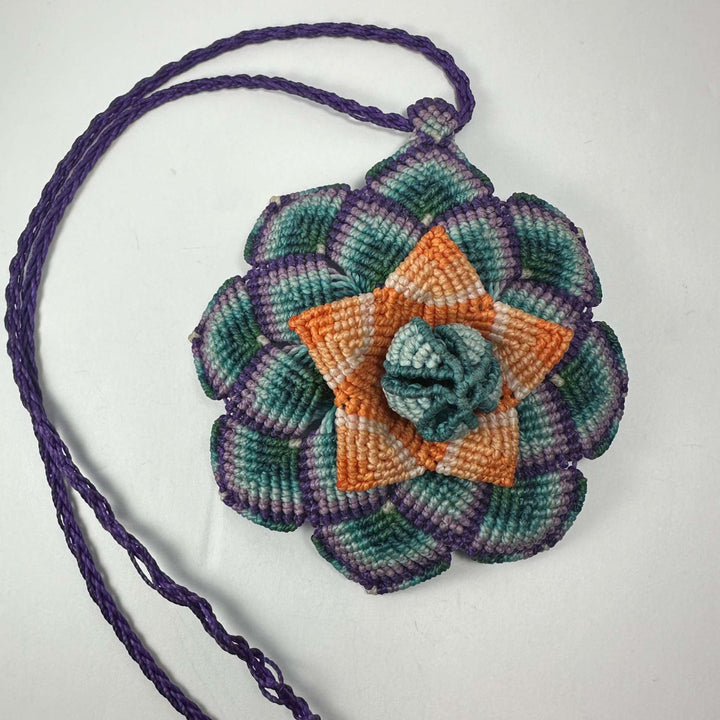 Hand-woven Flower Necklace with Hematite end