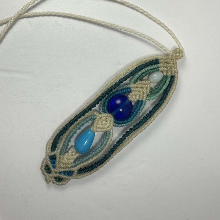Hand-woven Macrame Necklace Glass Beads