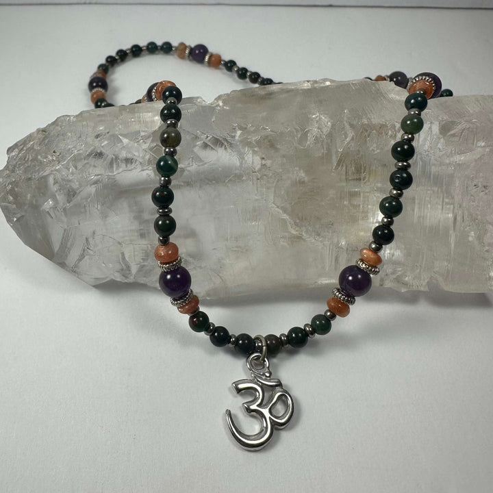 Handmade Bead Necklace with Silver &