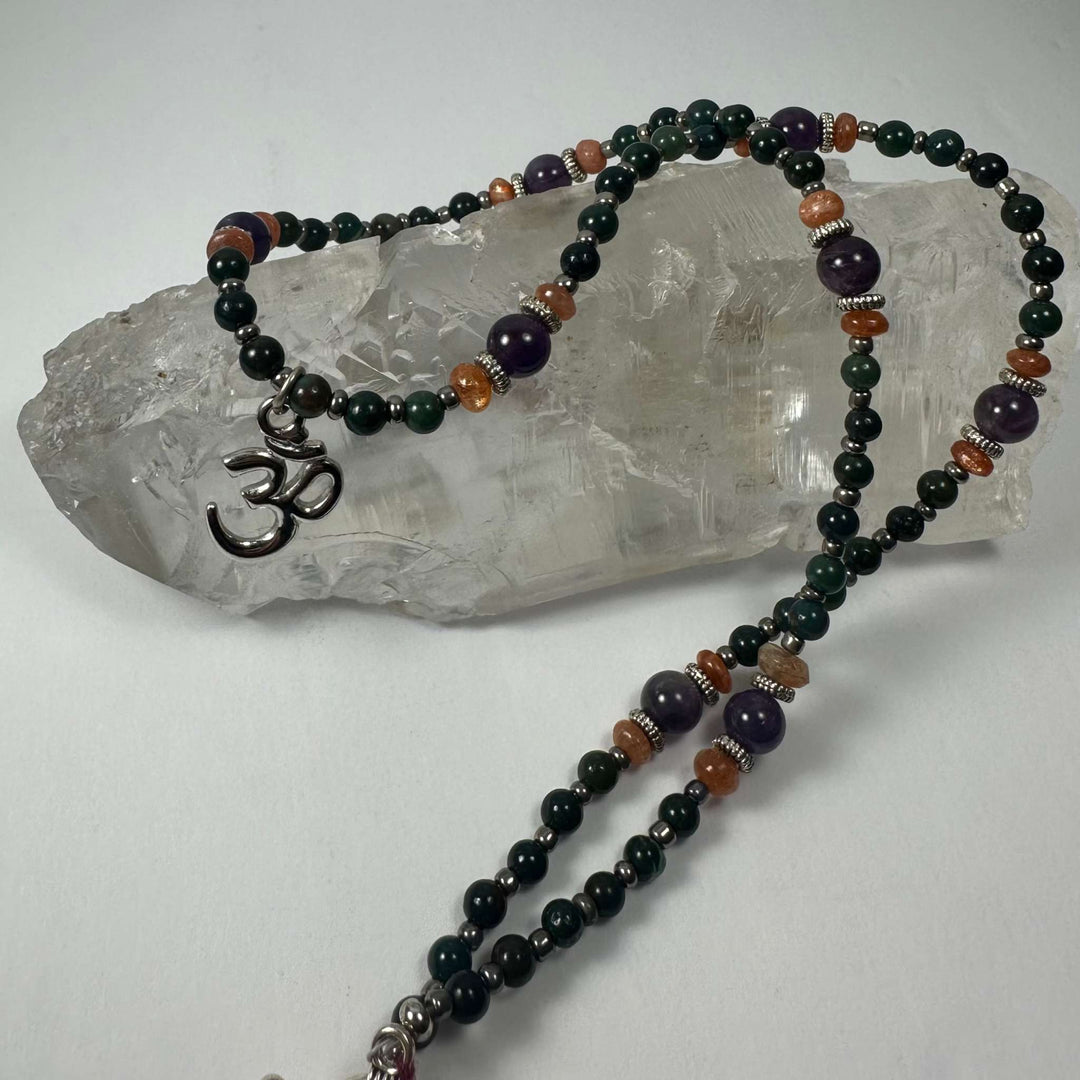 Handmade Bead Necklace with Silver &