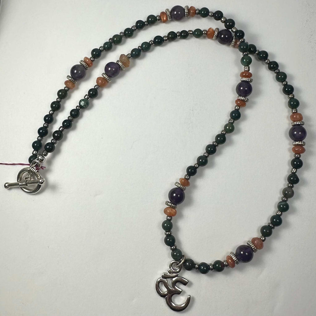 Handmade Bead Necklace with Silver &