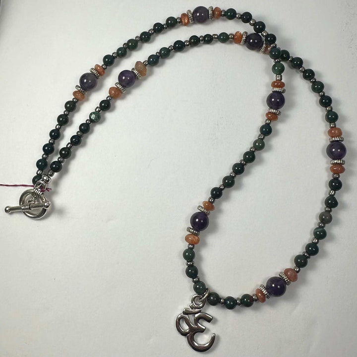 Handmade Bead Necklace with Silver &