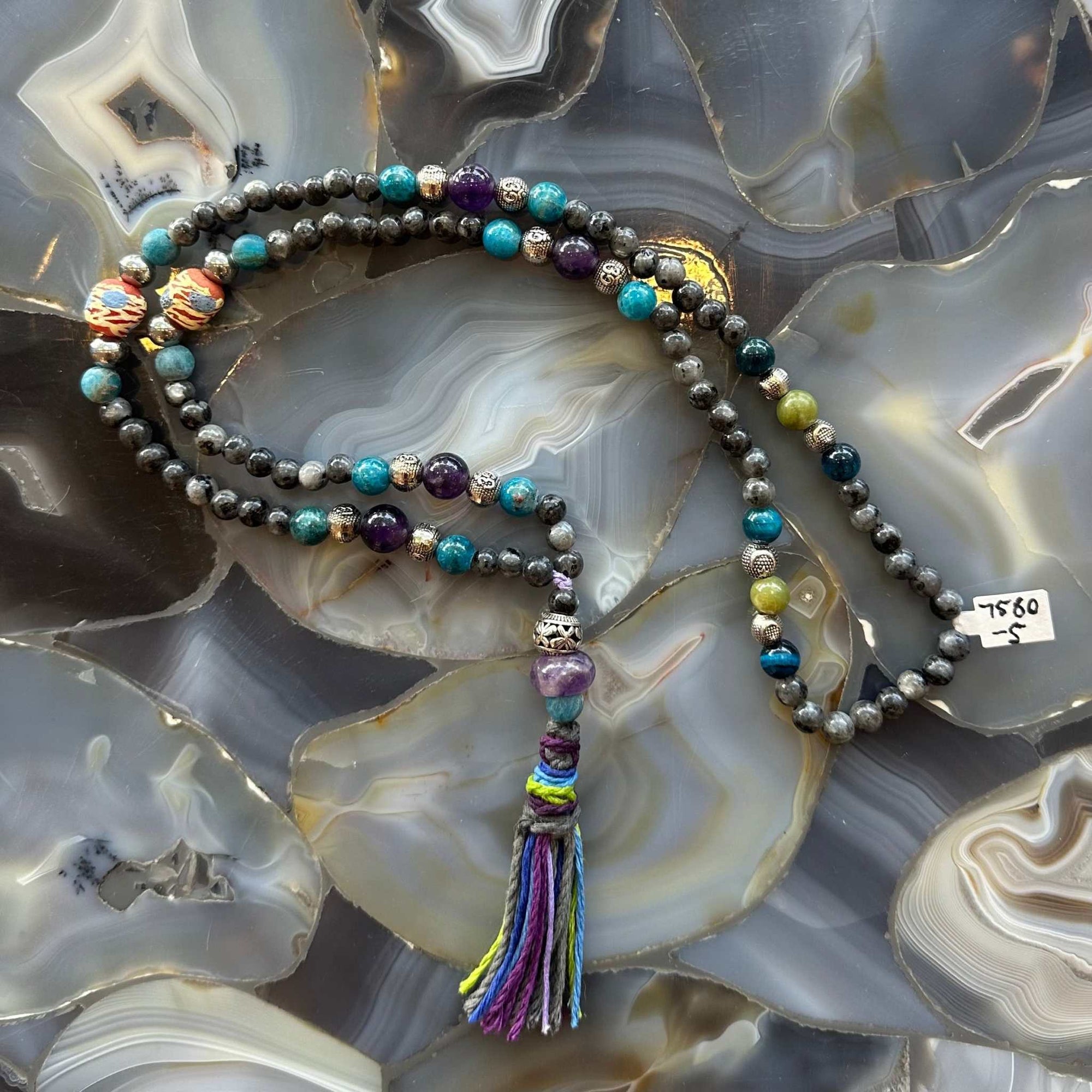 Larvikite Mala with Mixed Stone Beads
