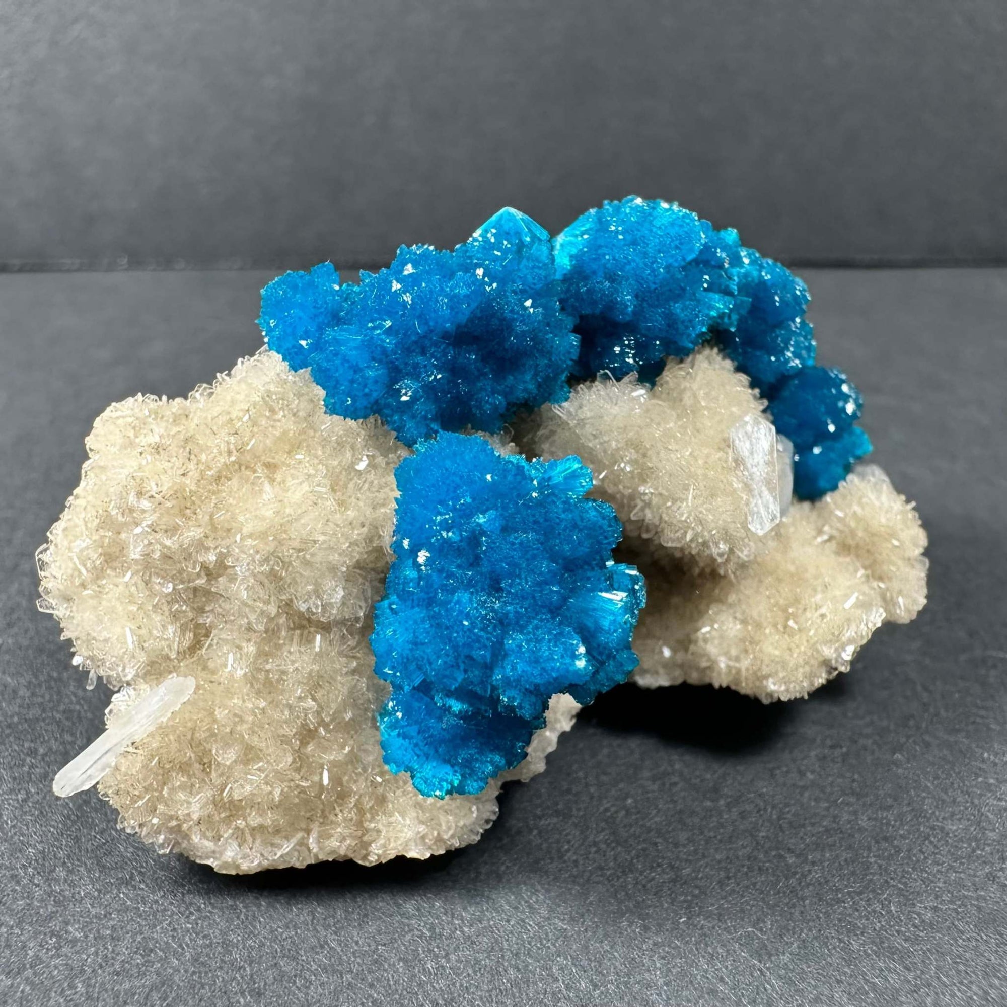 Cavansite with Stilbite on Matrix from Pune, Maharashtra, India