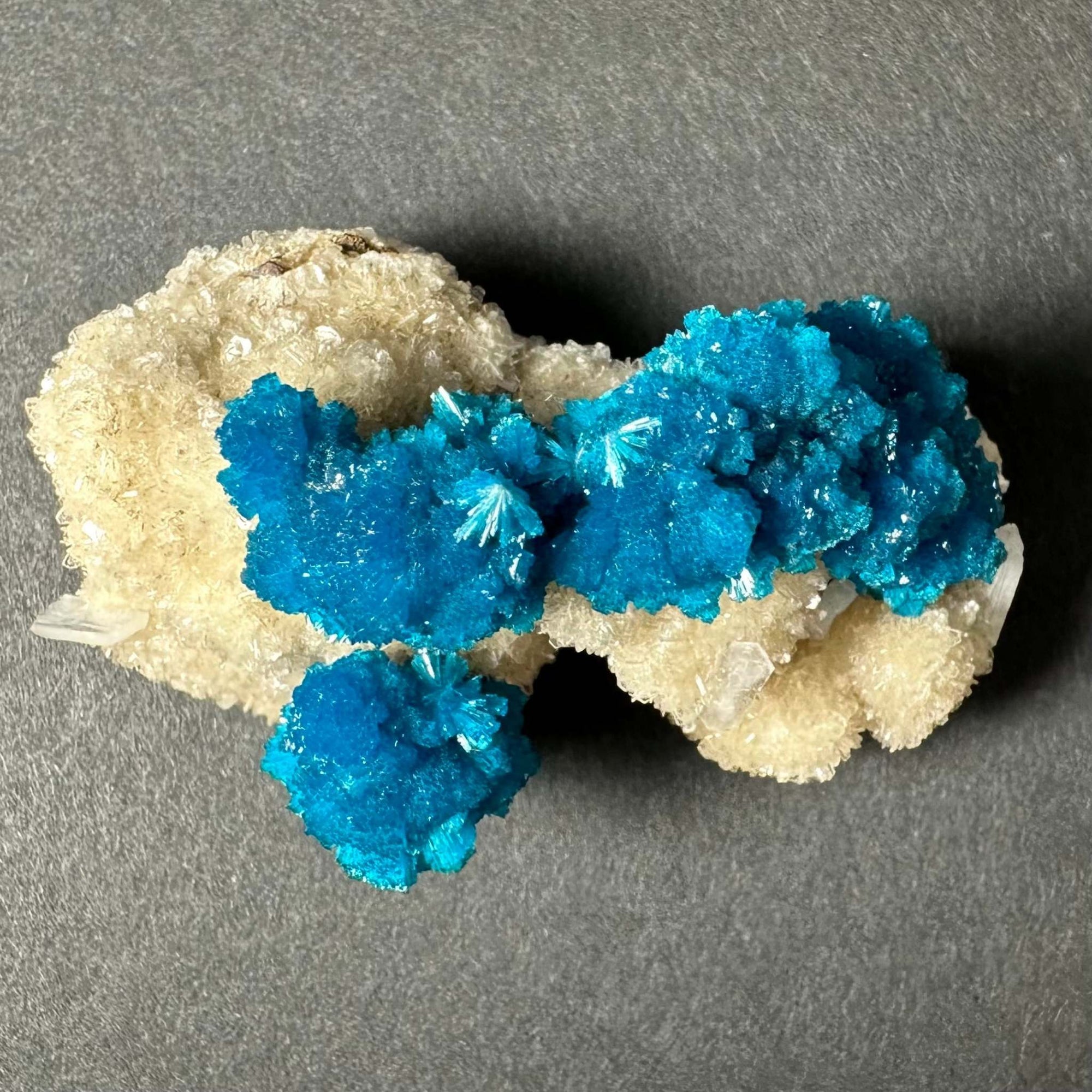 Cavansite with Stilbite on Matrix from Pune, Maharashtra, India