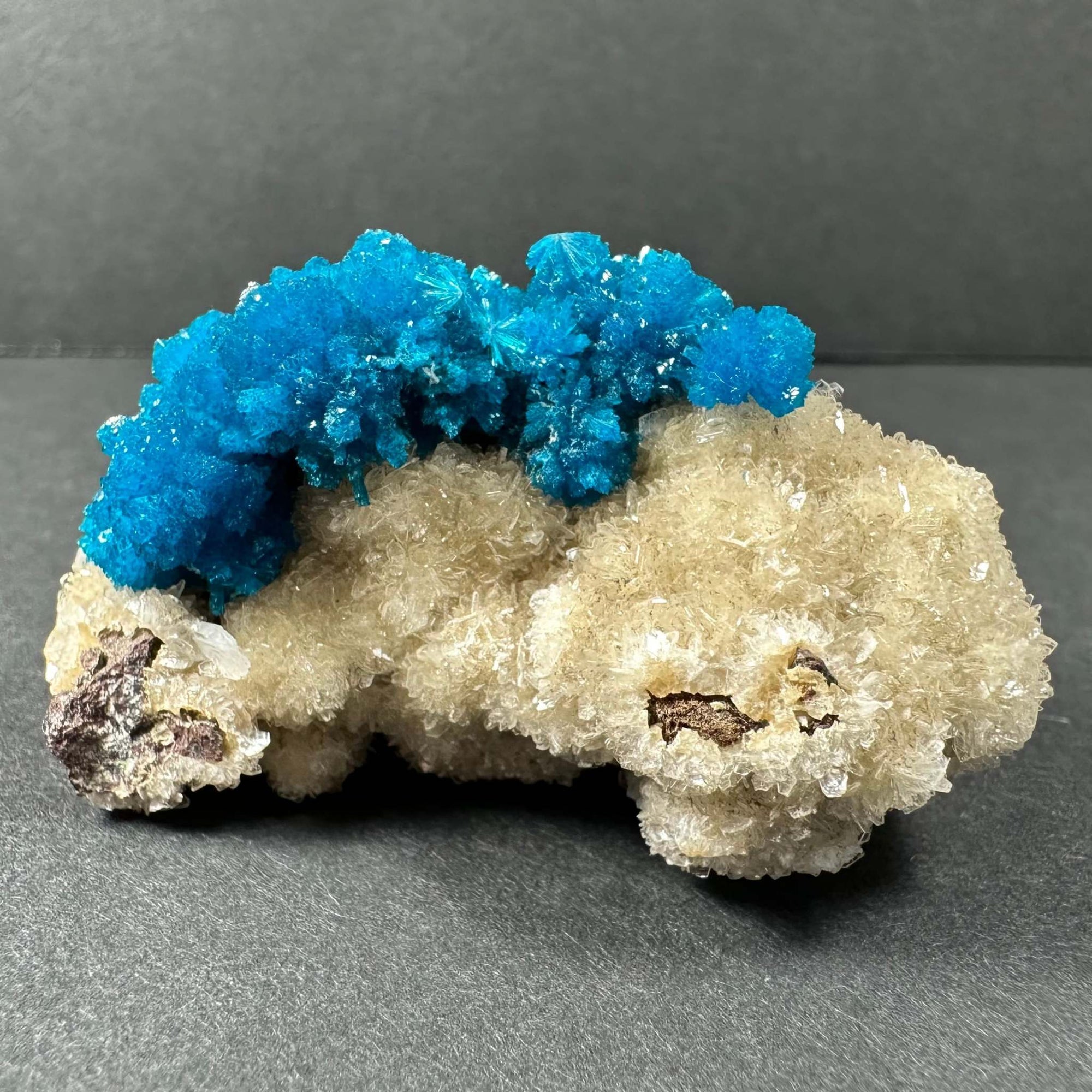 Cavansite with Stilbite on Matrix from Pune, Maharashtra, India