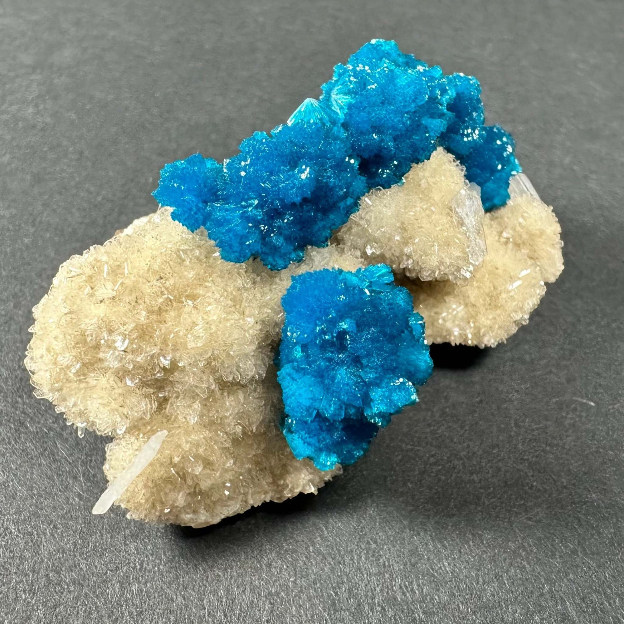 Cavansite with Stilbite on Matrix from Pune, Maharashtra, India