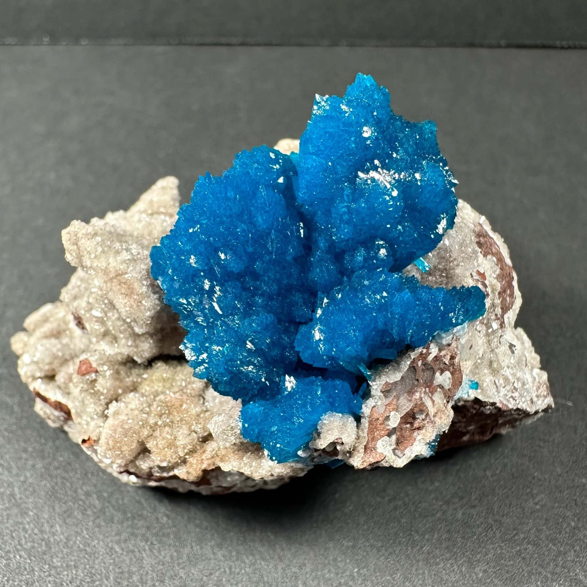 Cavansite with Stilbite on Matrix from Pune, Maharashtra, India
