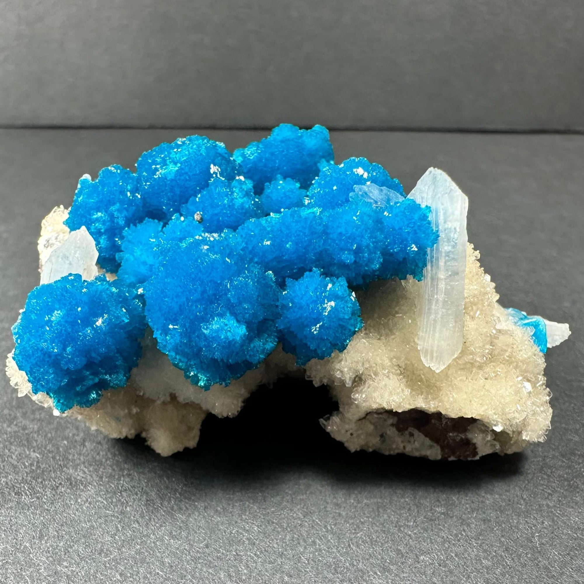 Cavansite with White Stilbite on Matrix from Maharashtra, Pune, India