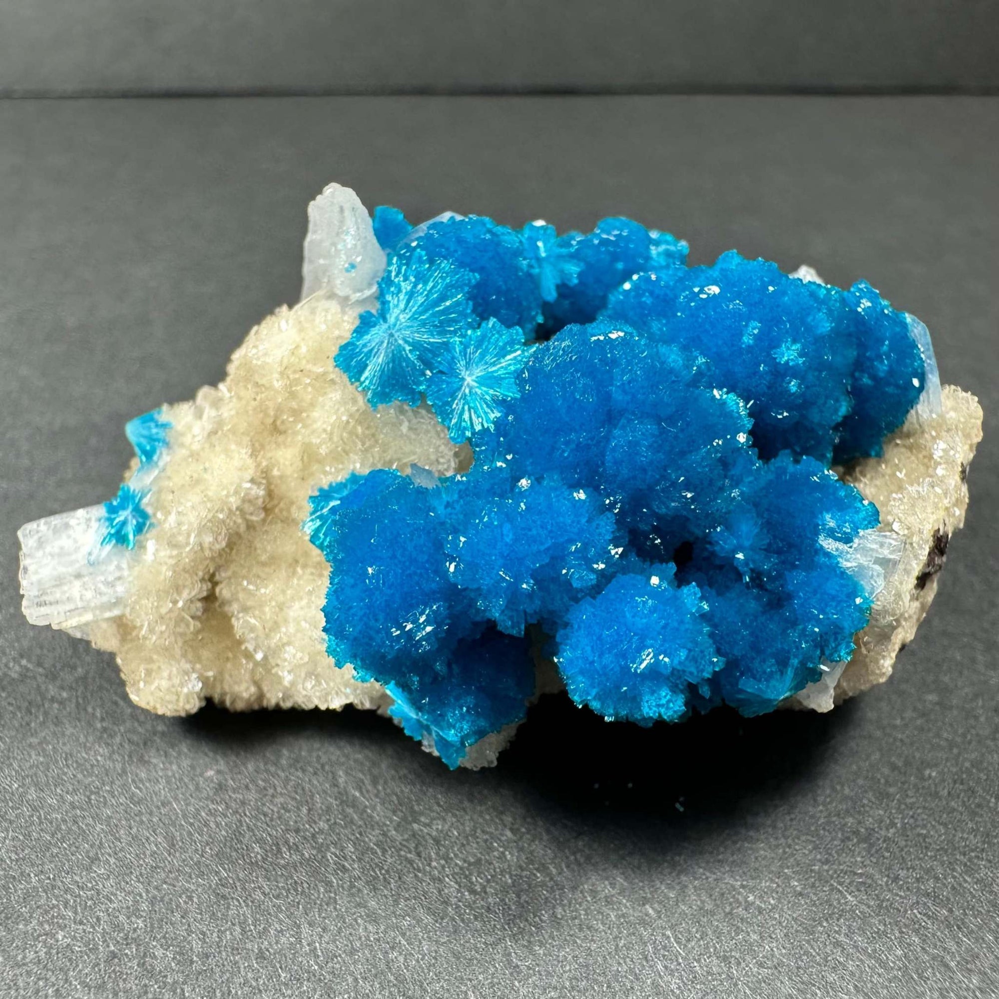 Cavansite with White Stilbite on Matrix from Maharashtra, Pune, India