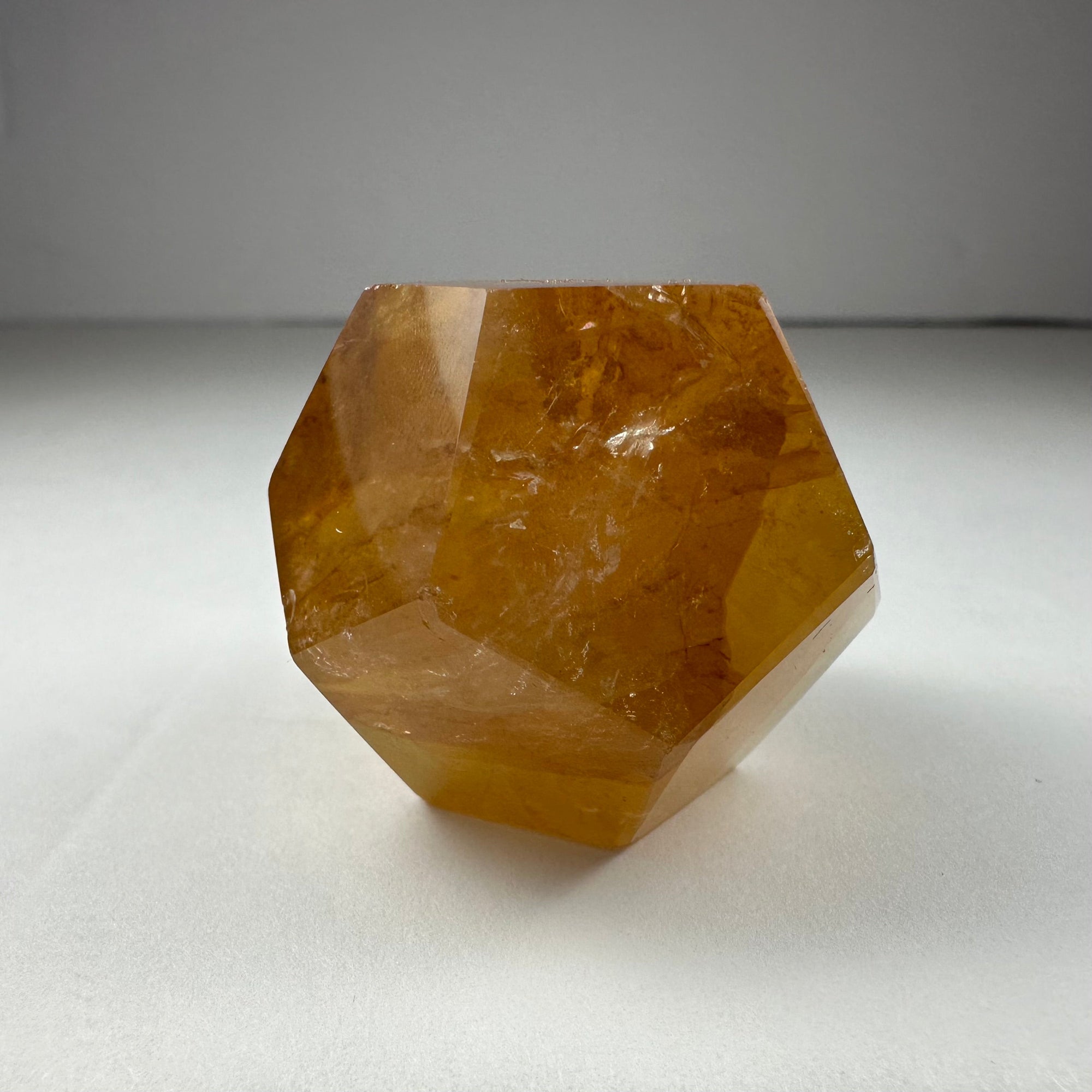 Yellow Hematoid Quartz Dodecahedron Carving from Brazil