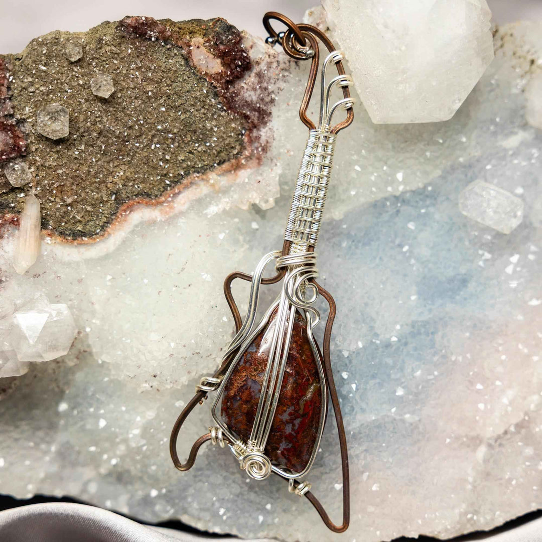Pietersite Copper Wire Wrapped Guitar Pendant Necklace