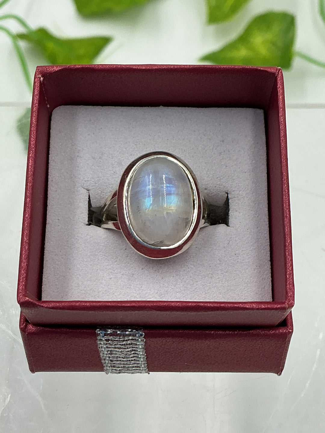 Rainbow Moonstone Sterling Silver Ring