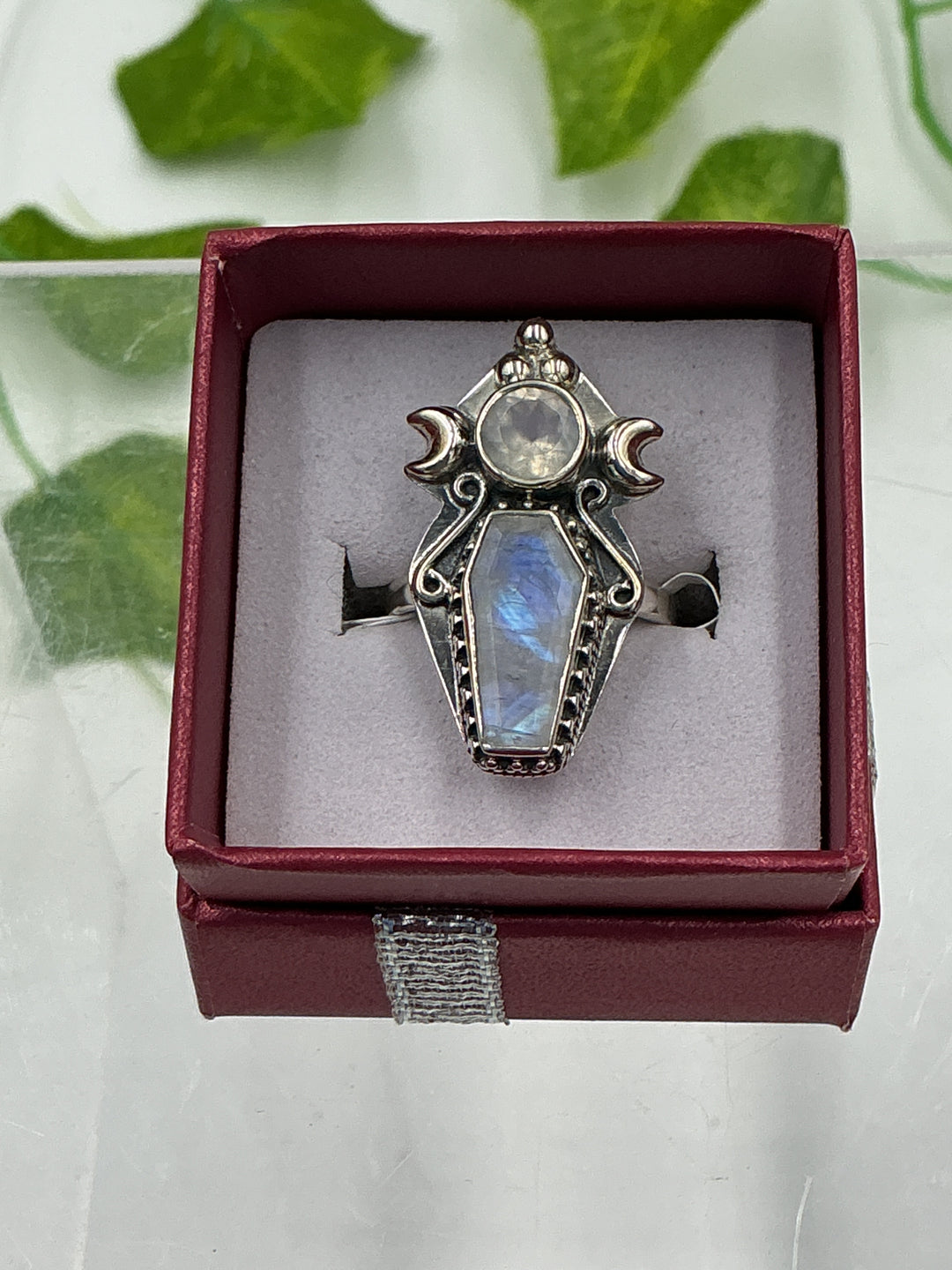 Rainbow Moonstone Sterling Silver Ring