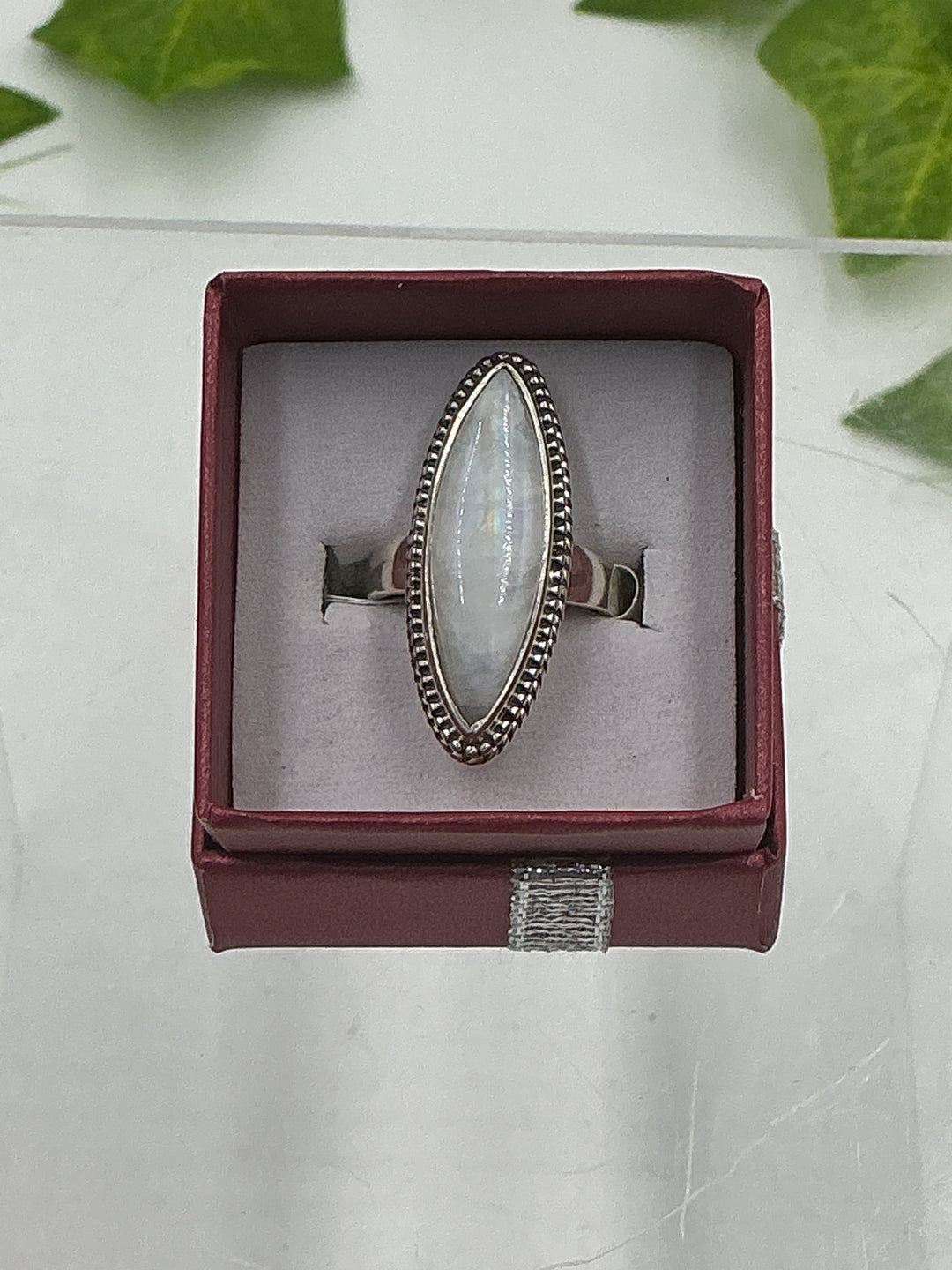 Rainbow Moonstone Sterling Silver Ring