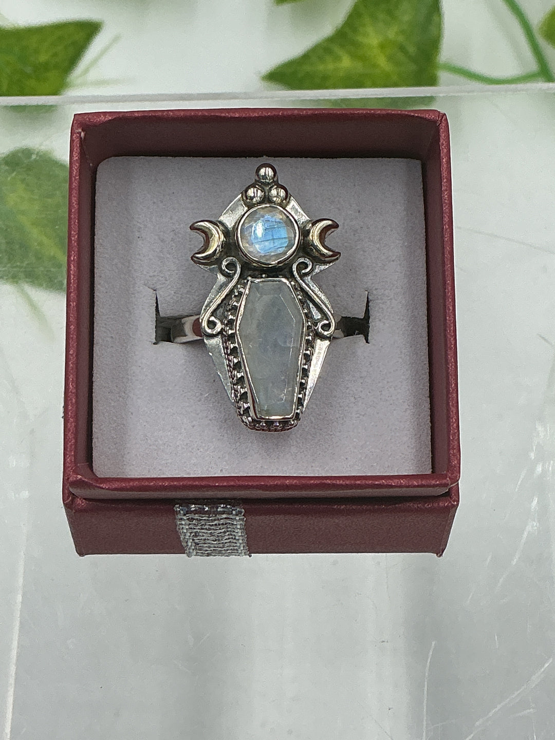 Rainbow Moonstone Sterling Silver Ring