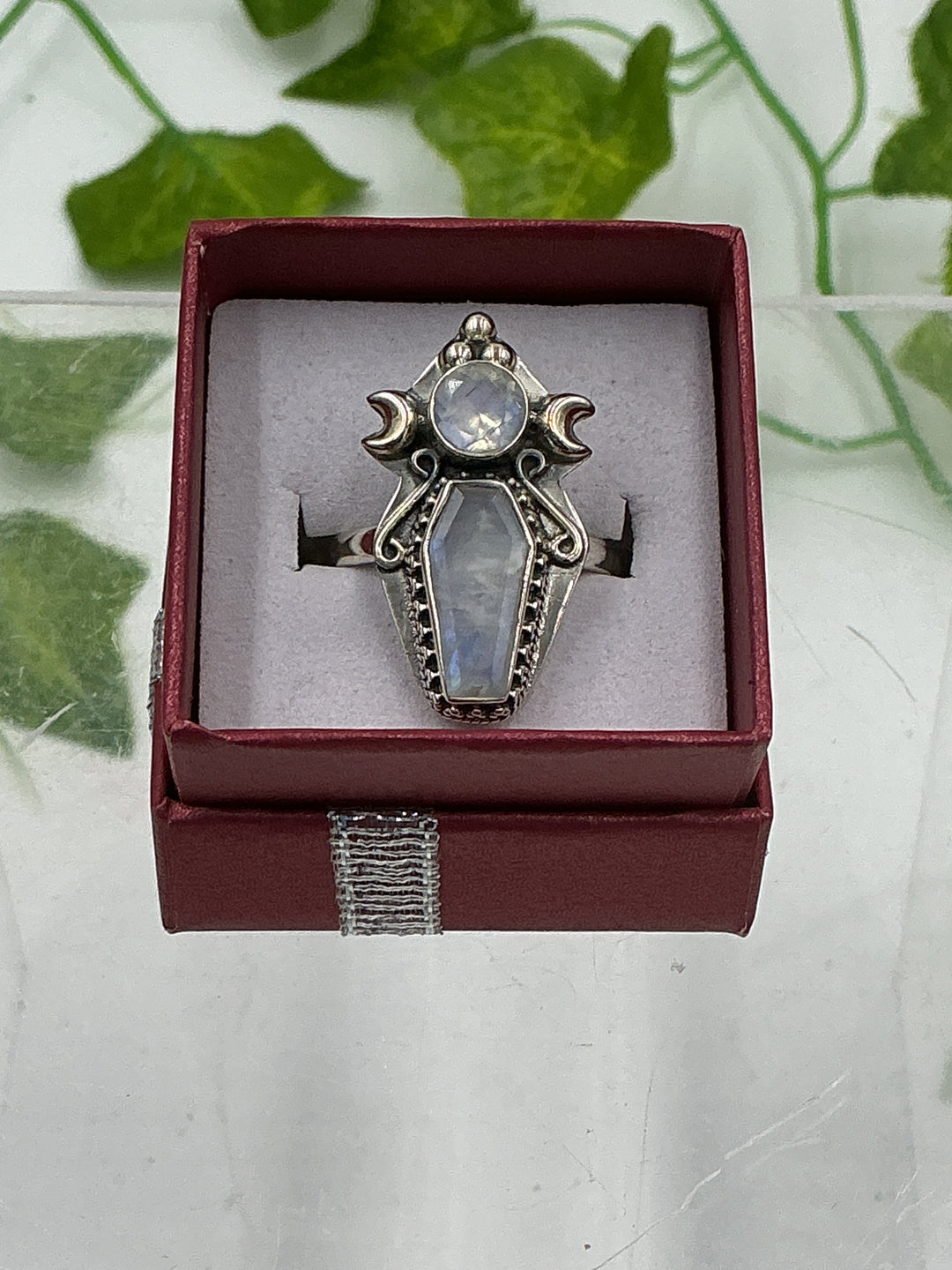 Rainbow Moonstone Sterling Silver Ring
