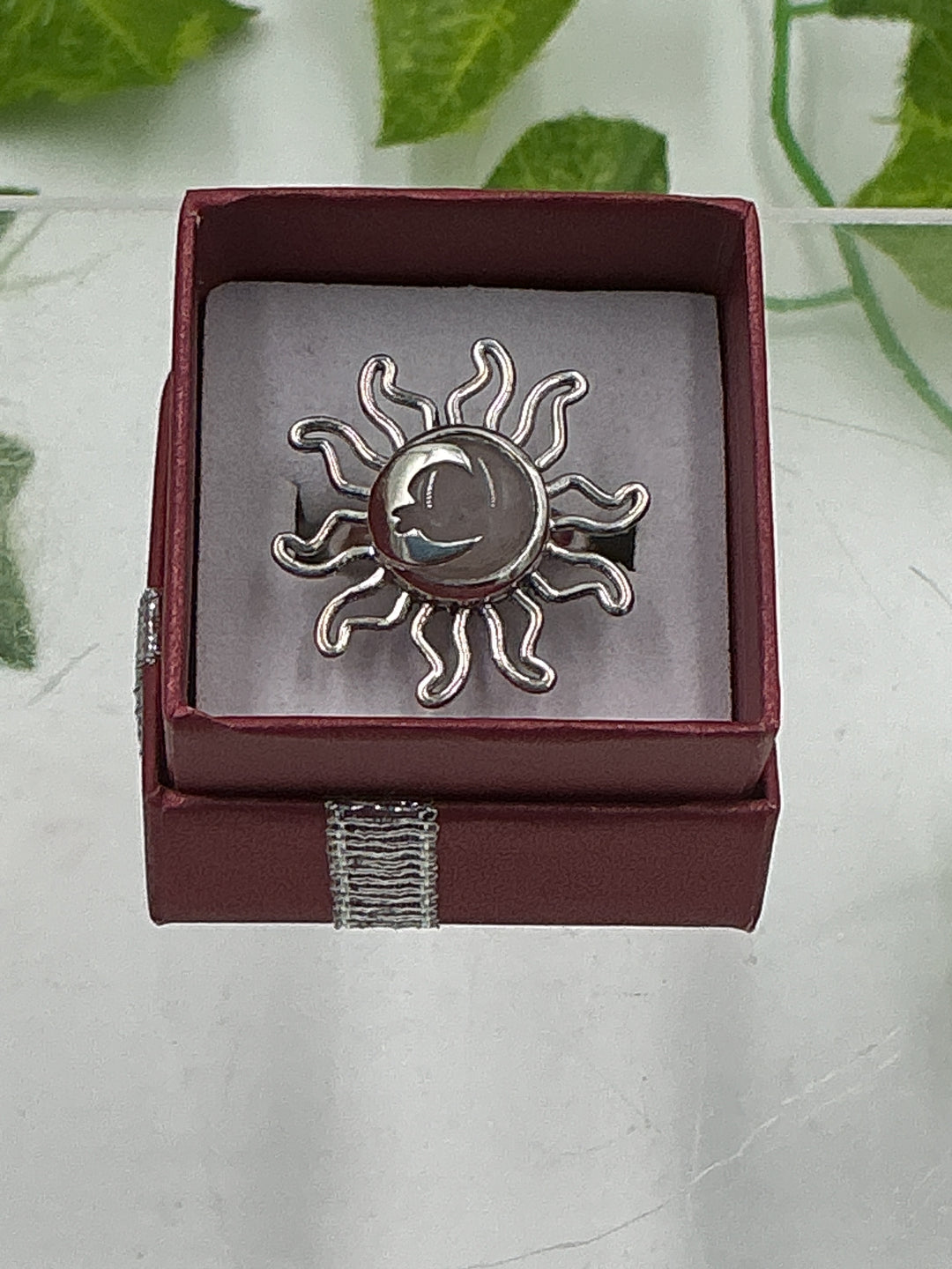 Natural Rose Quartz Sun &amp; Moon Sterling Silver Ring – Genuine Pink Rose Quartz | 925 Sterling Silver | Size 7