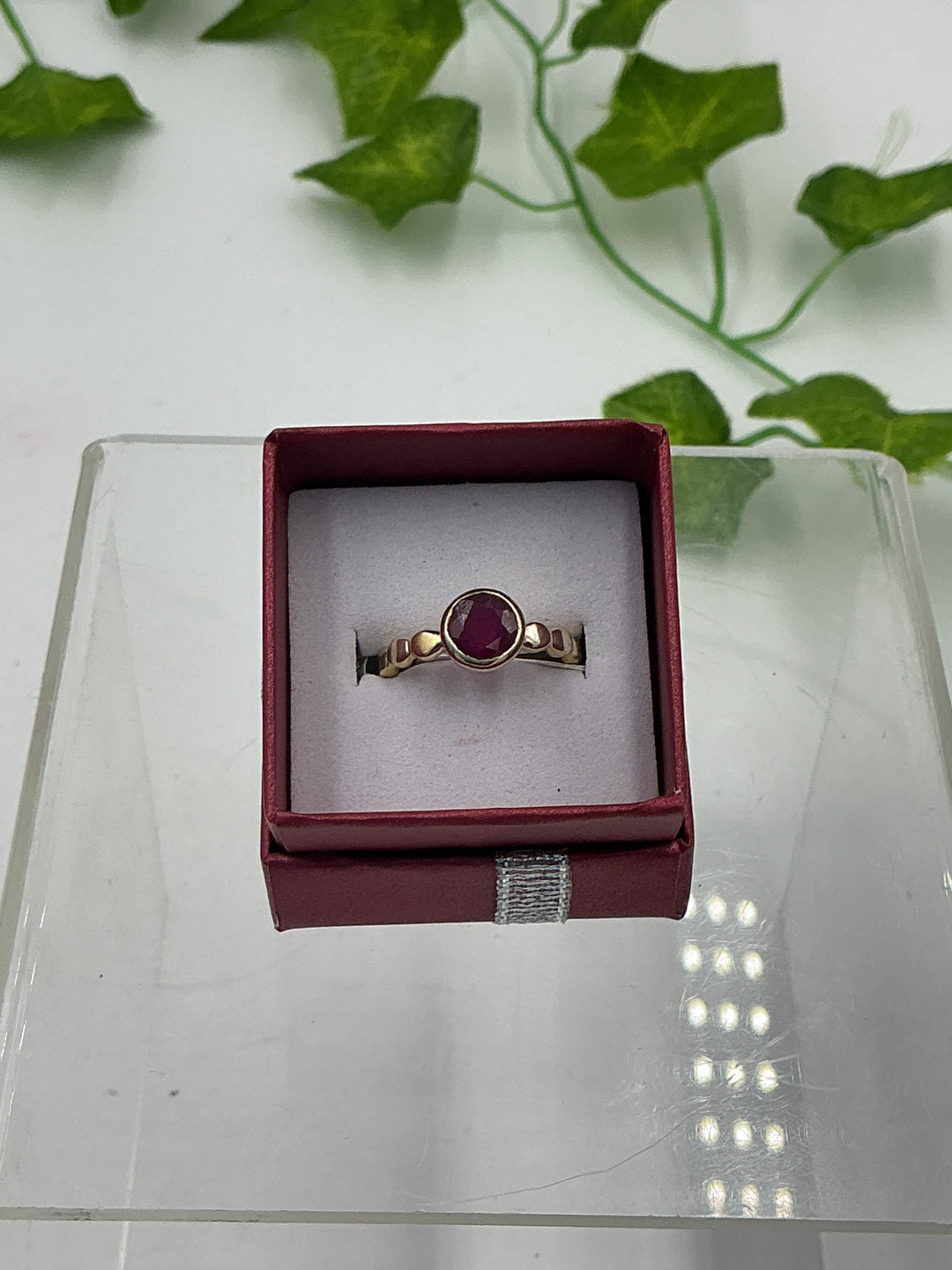 Natural Faceted Ruby Gold Plated Sterling Silver Ring – Bezel Set July Birthstone Ring – Size 6