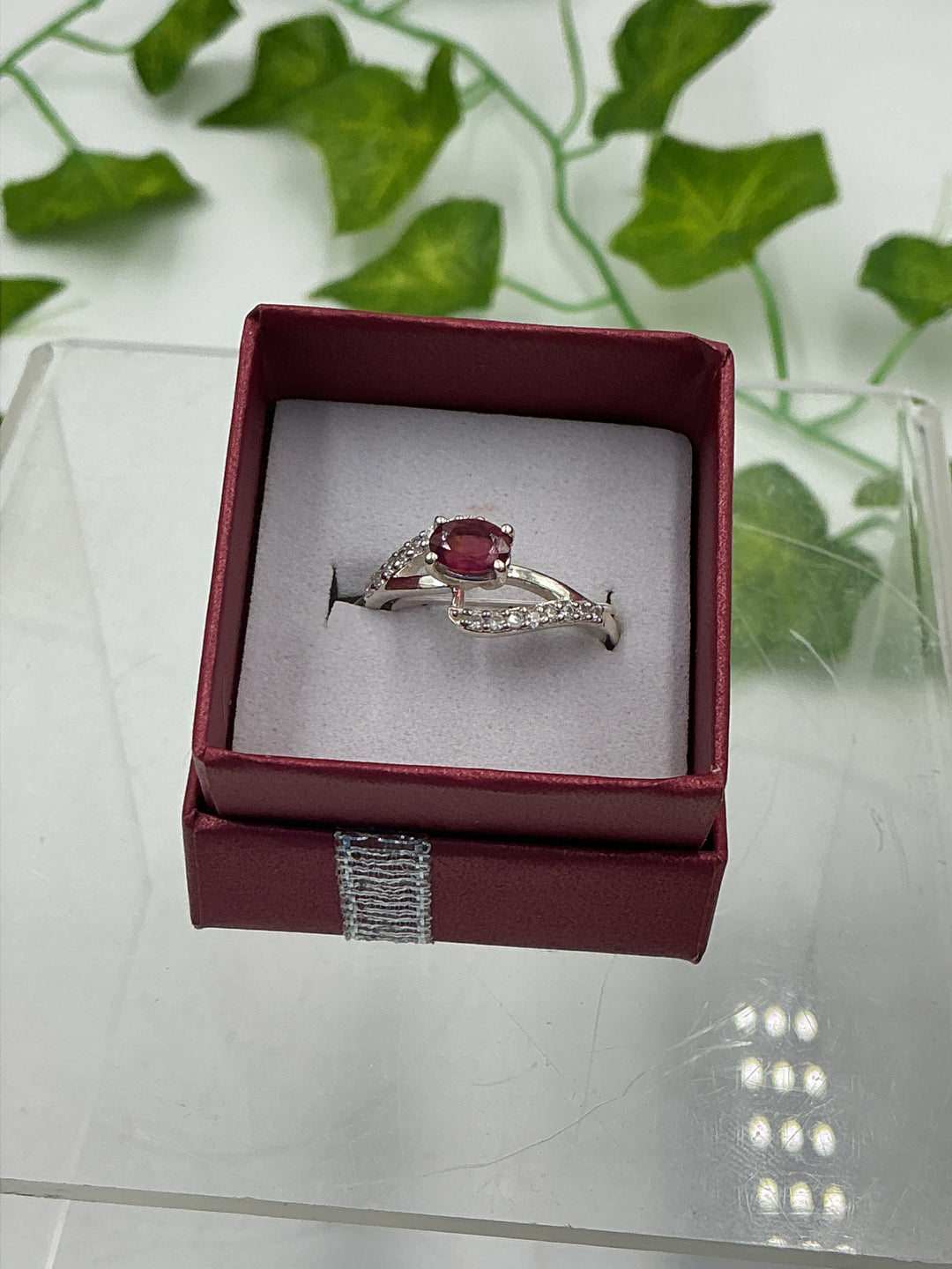 Natural Faceted Ruby Sterling Silver Ring – Classic Solitaire | Size 8