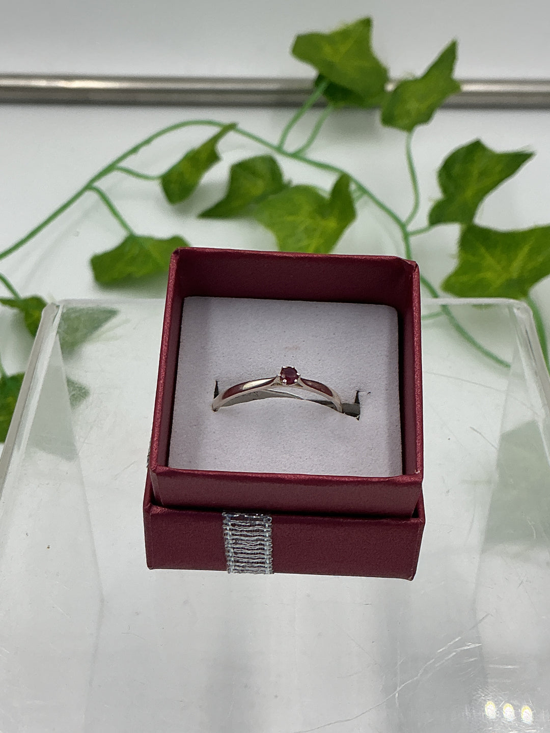 Natural Faceted Ruby Petite Sterling Silver Ring – Size 9