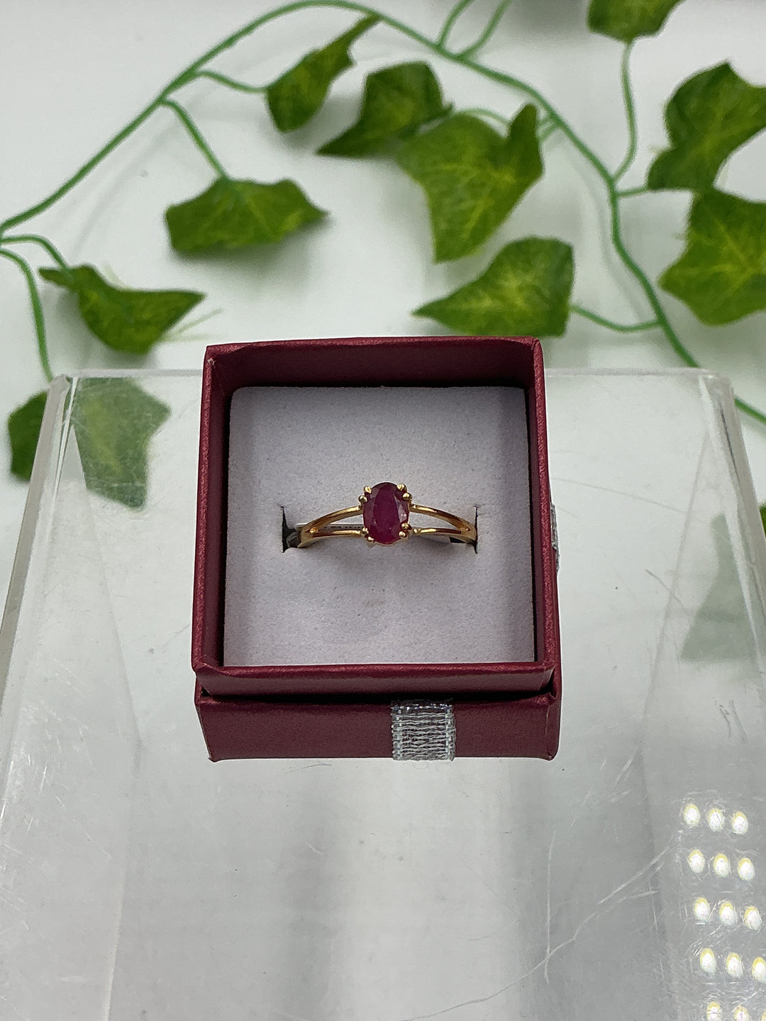 Natural Faceted Ruby Vermeil Gold Solitaire Ring – Size 9