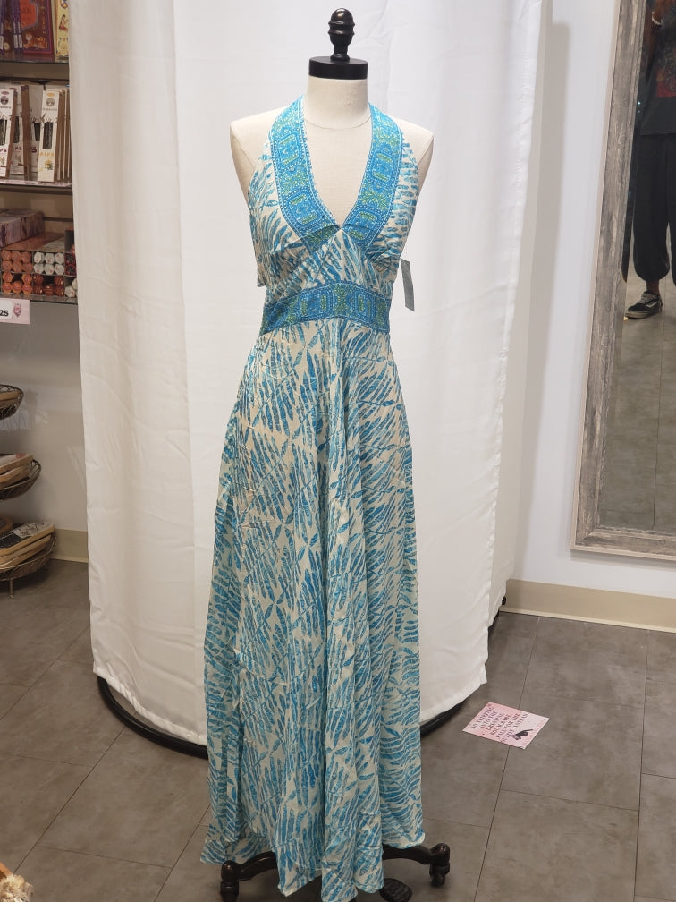 Long Sari Scrunched Sun Dress