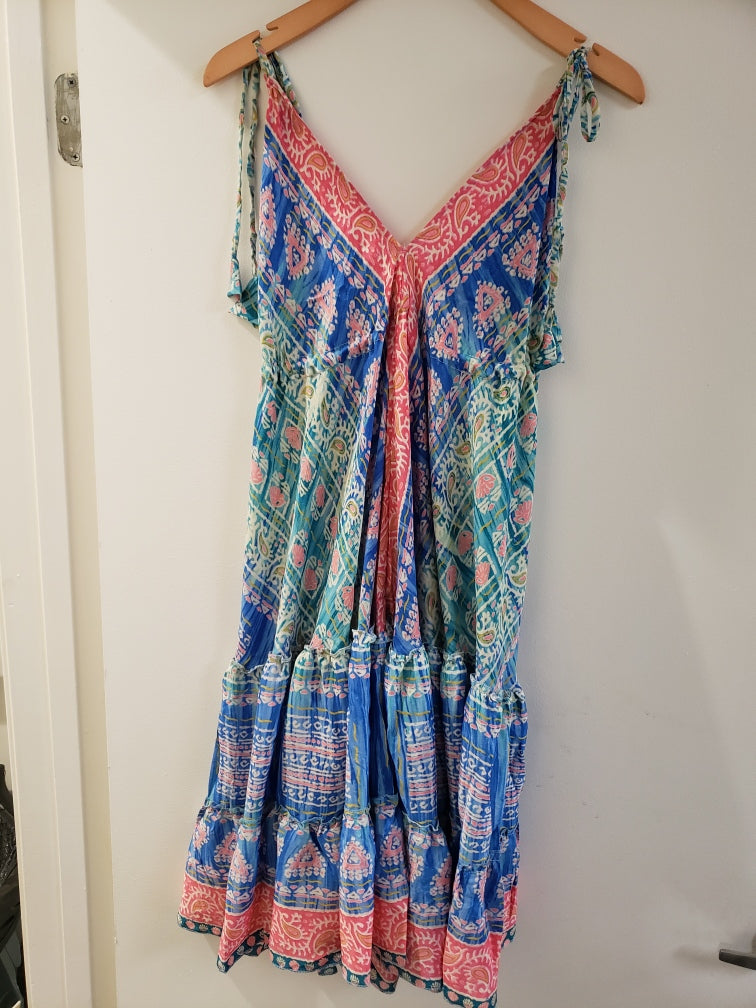 Mid Length Sari Halter Dress - Sultry Summer