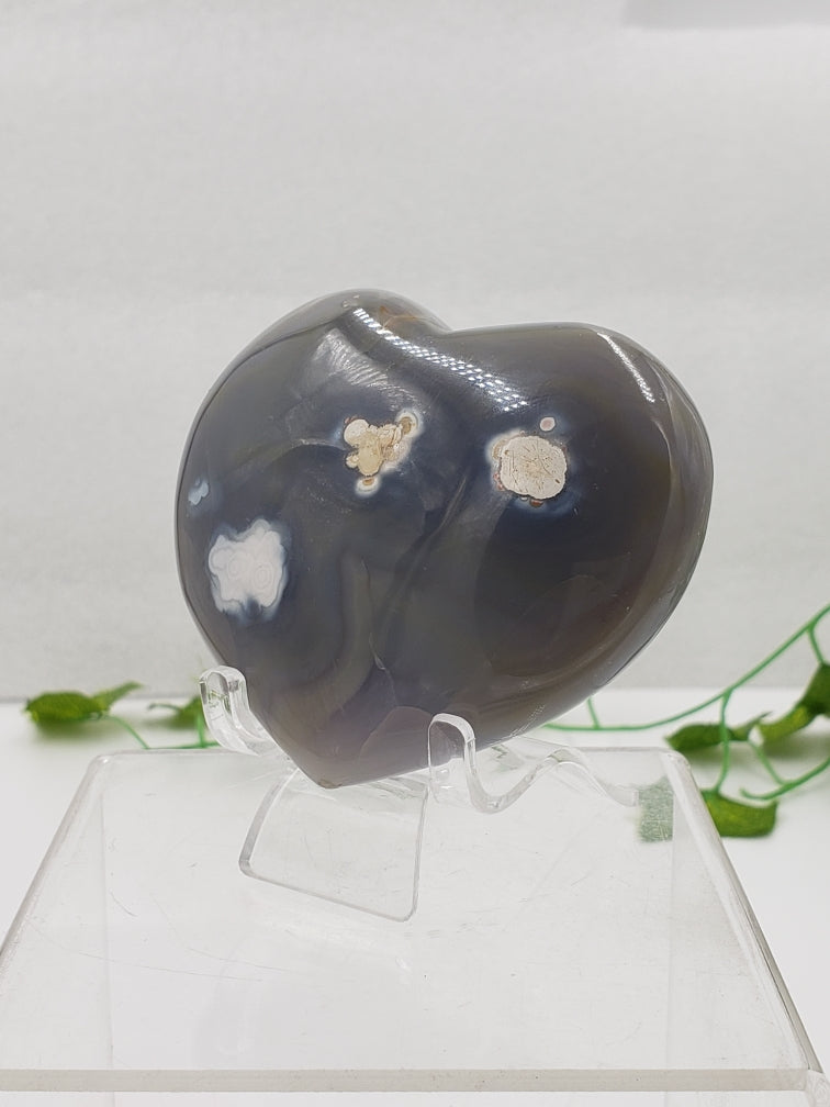 Ghost Agate Puff Heart by weight