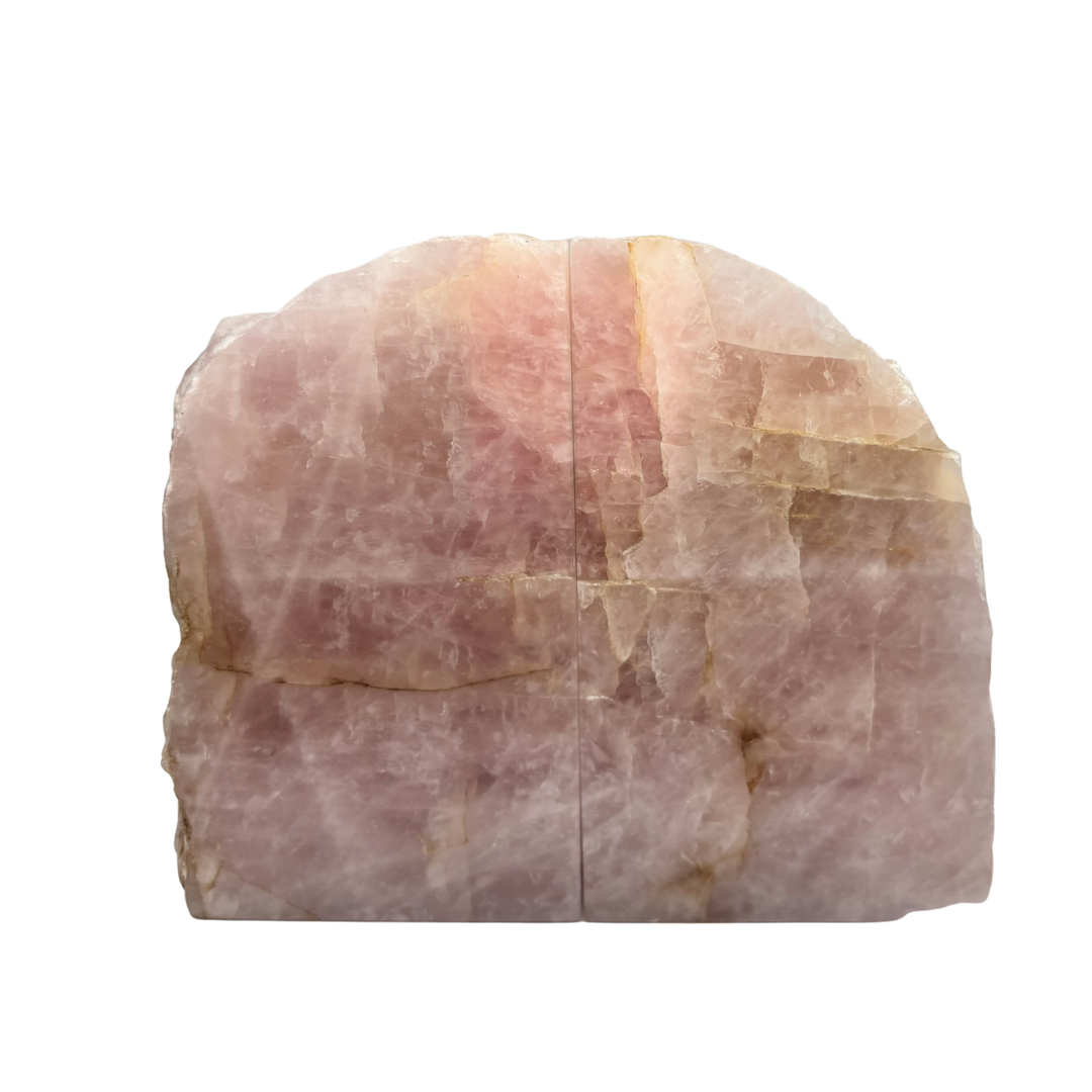 Rose Quartz Bookends | Rough-Cut Crystal Home Decor