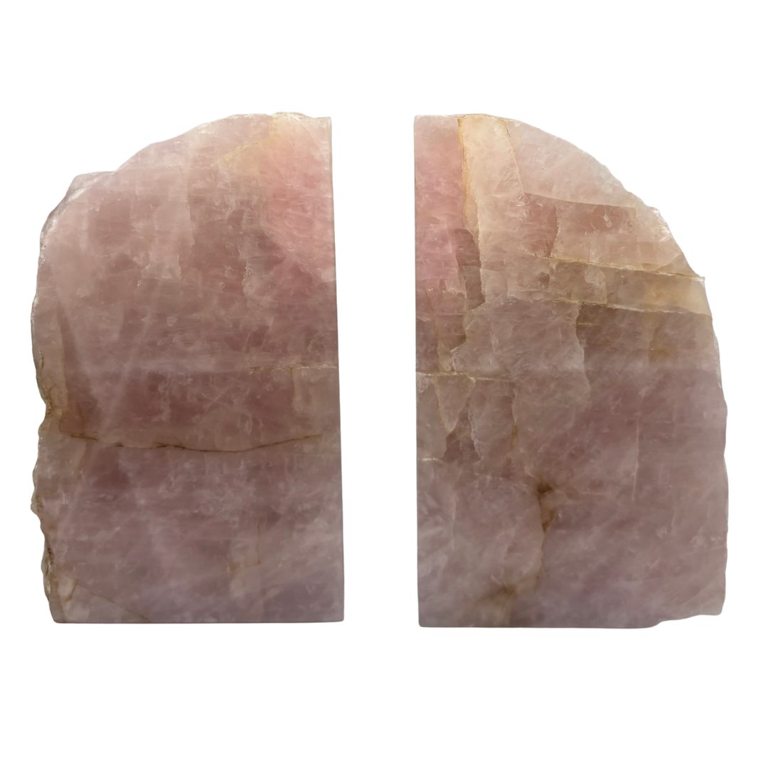 Rose Quartz Bookends | Rough-Cut Crystal Home Decor
