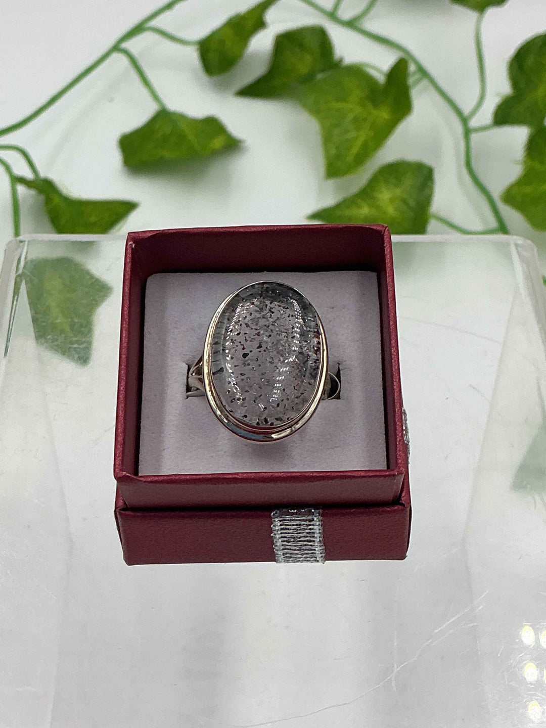 Natural Super 7 (Melody Stone) Oval Sterling Silver Ring – Size 9 | Genuine Crystal Jewelry