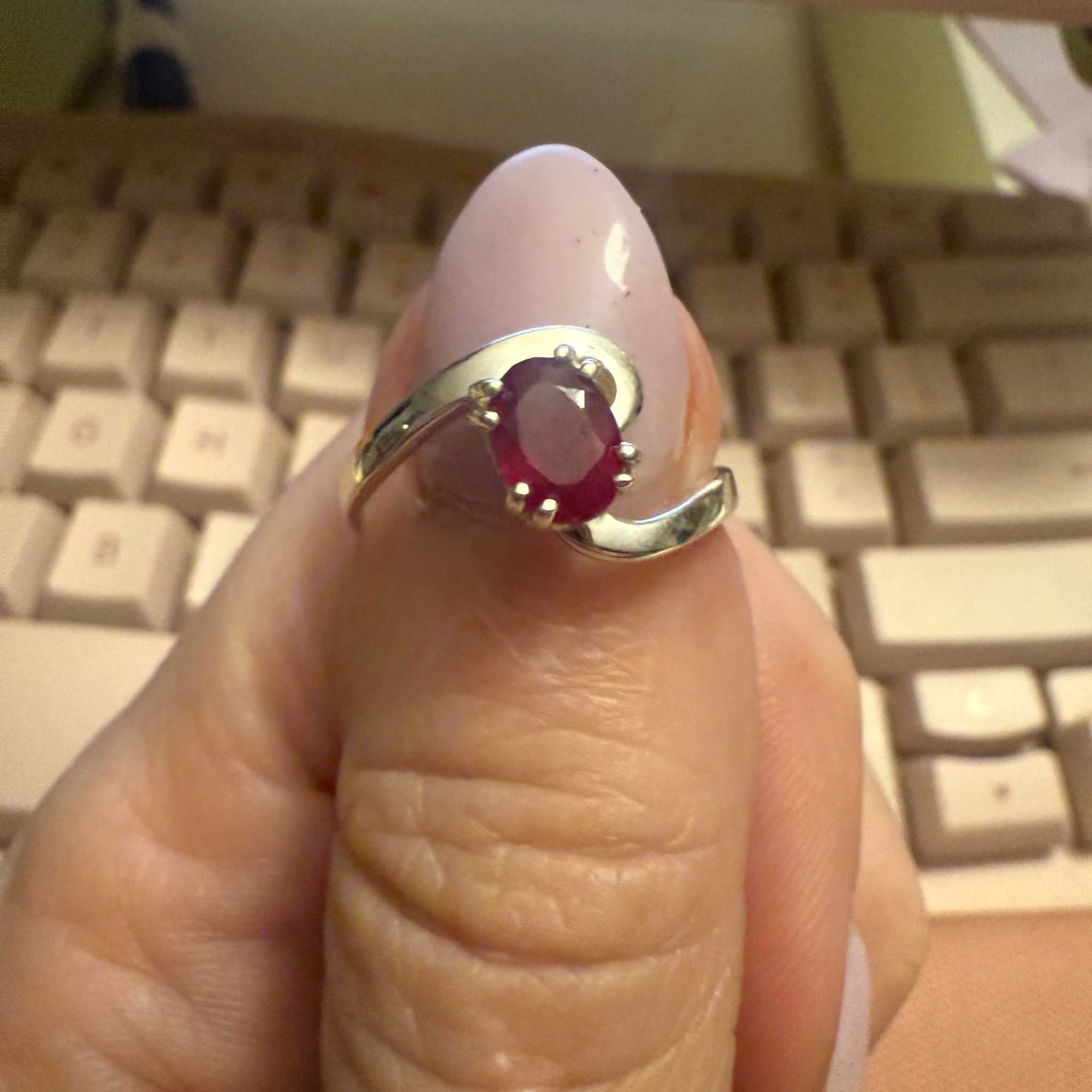 Ruby Spiral Sterling Silver Ring