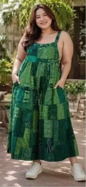 Cotton Patchwork Wide Leg Jumpsuit 3XL