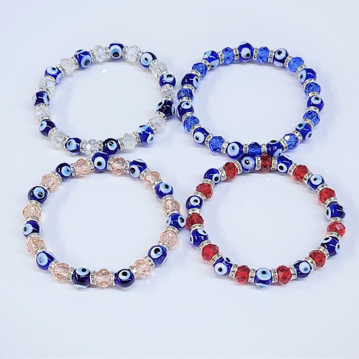 Evil Eye Blue Bead Stackable Bracelet